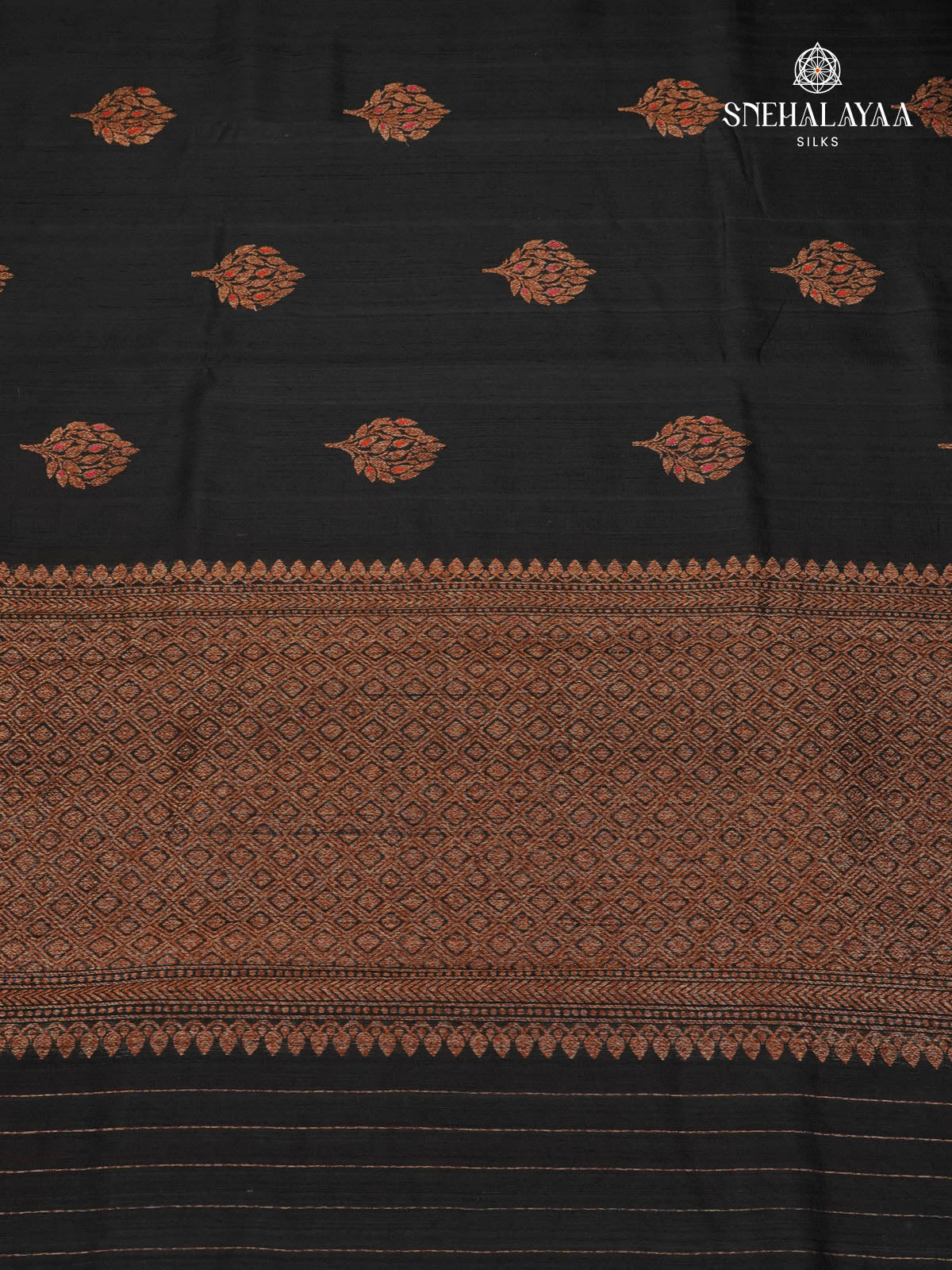 Black Banaras Raw Silk Saree