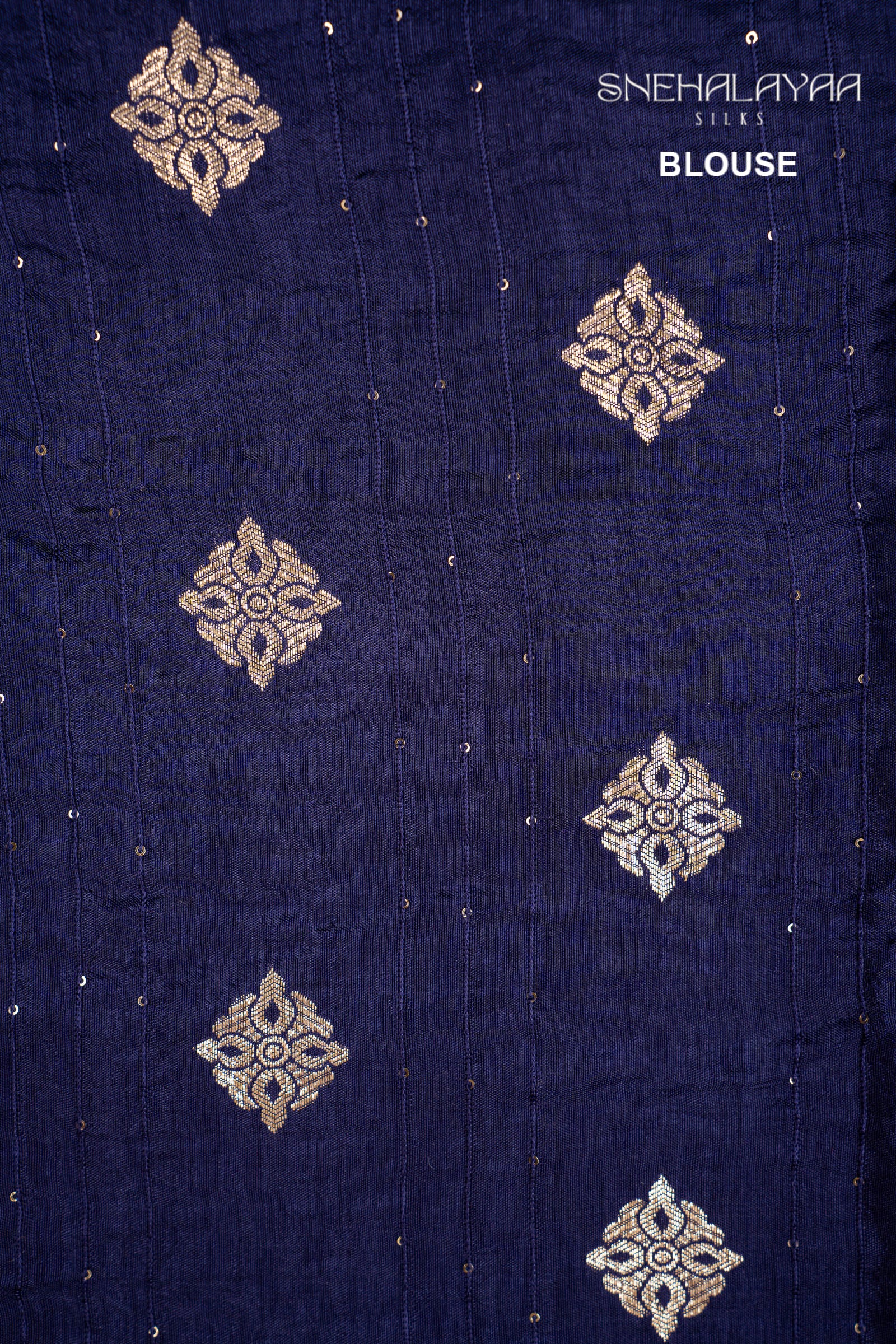 Indigo Blue Semi Banaras Chiffon Saree