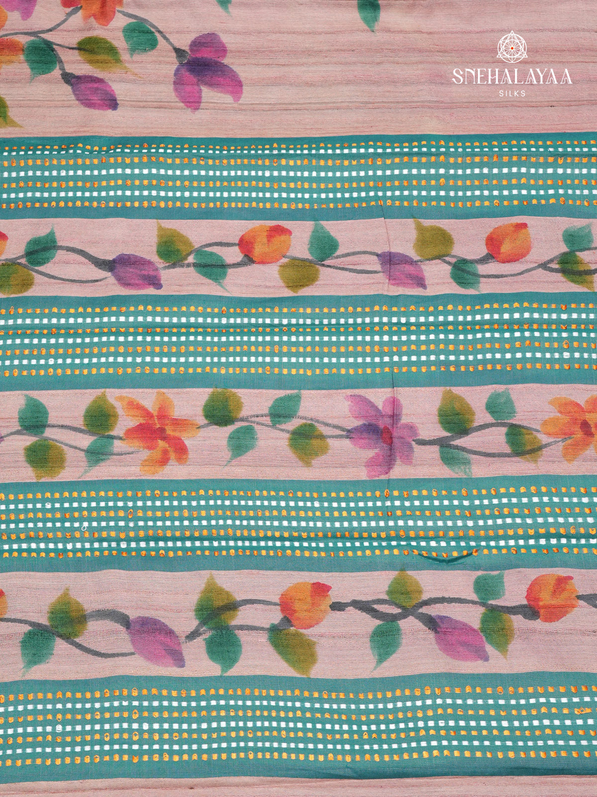 Pink Tussar Silk Saree