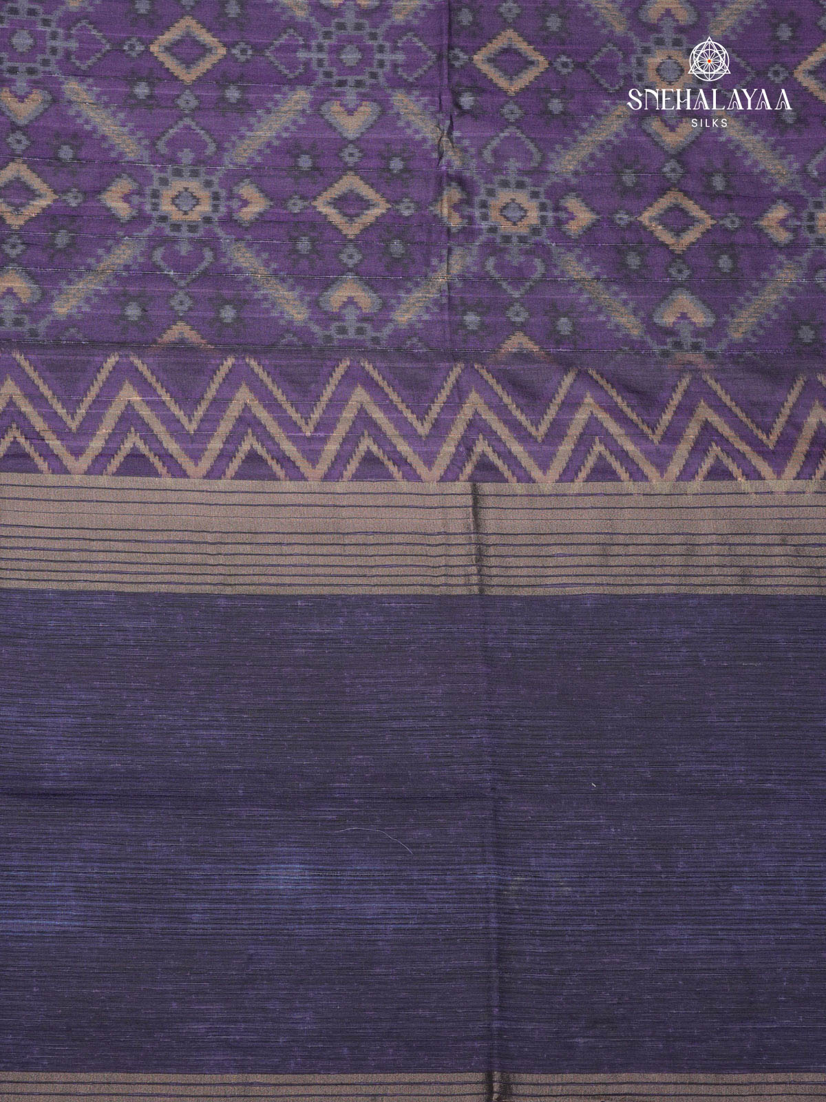 Purple Printed Tussar Saree
