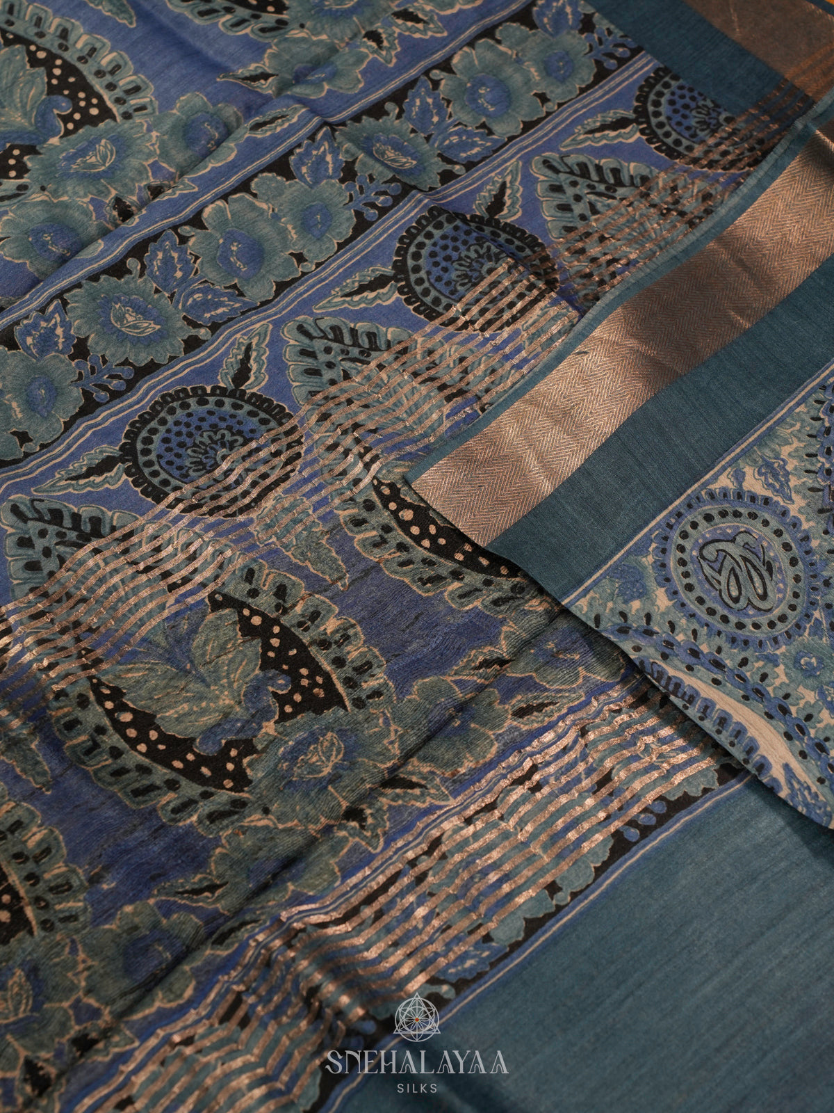 Blue Chanderi Saree