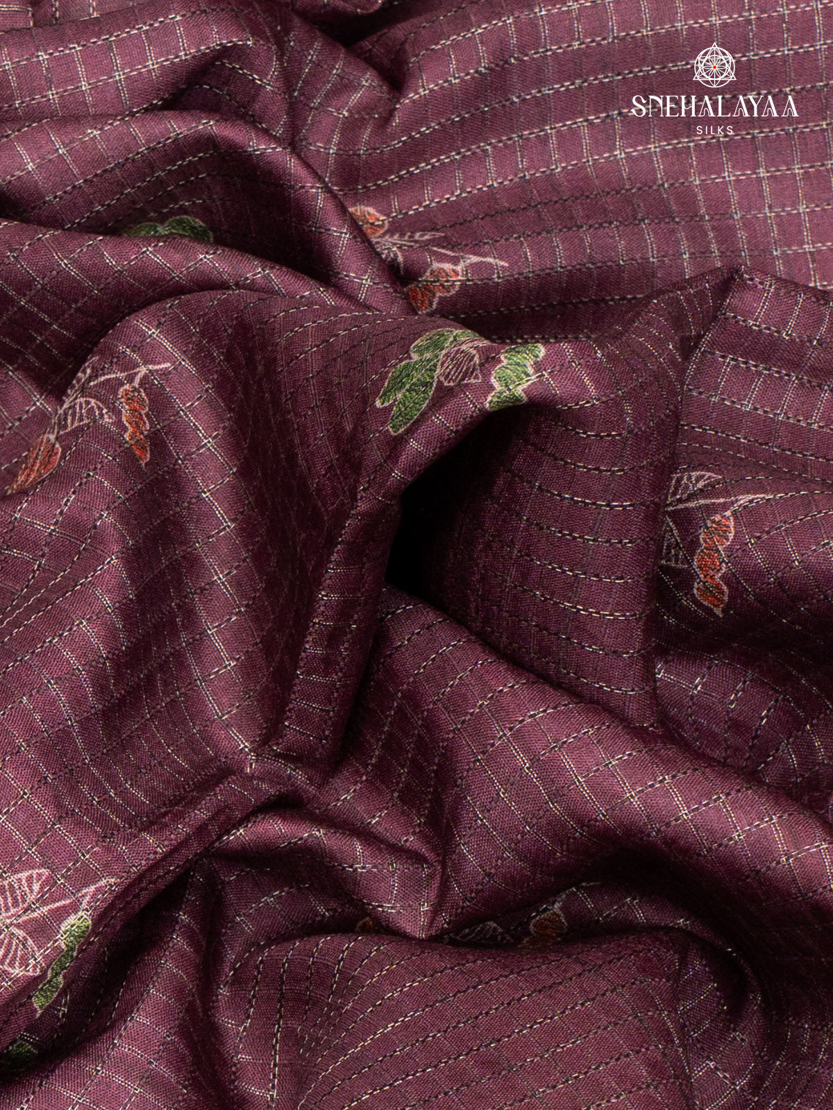 Burgundy Tussar Saree