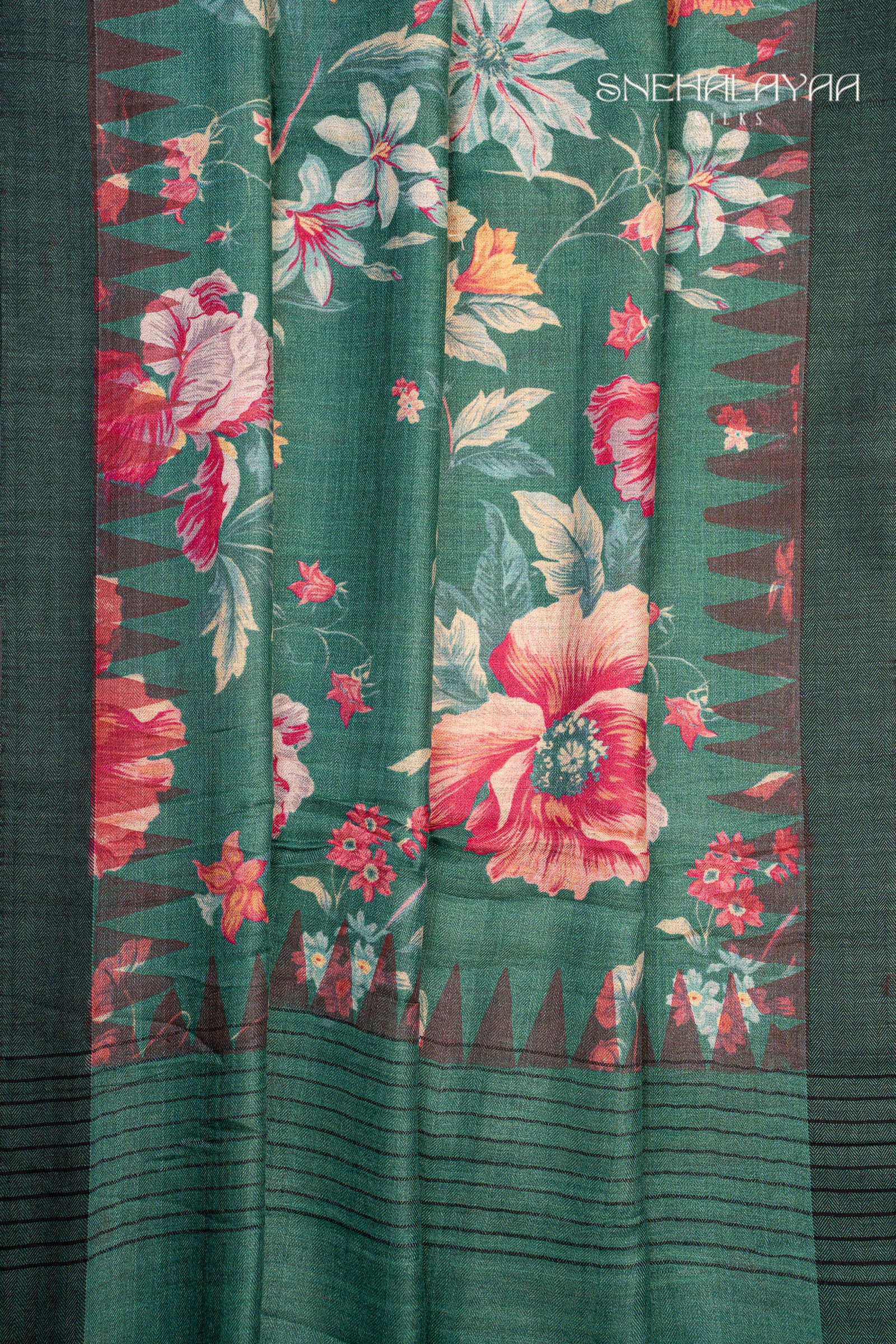 Fern Green Tussar Saree