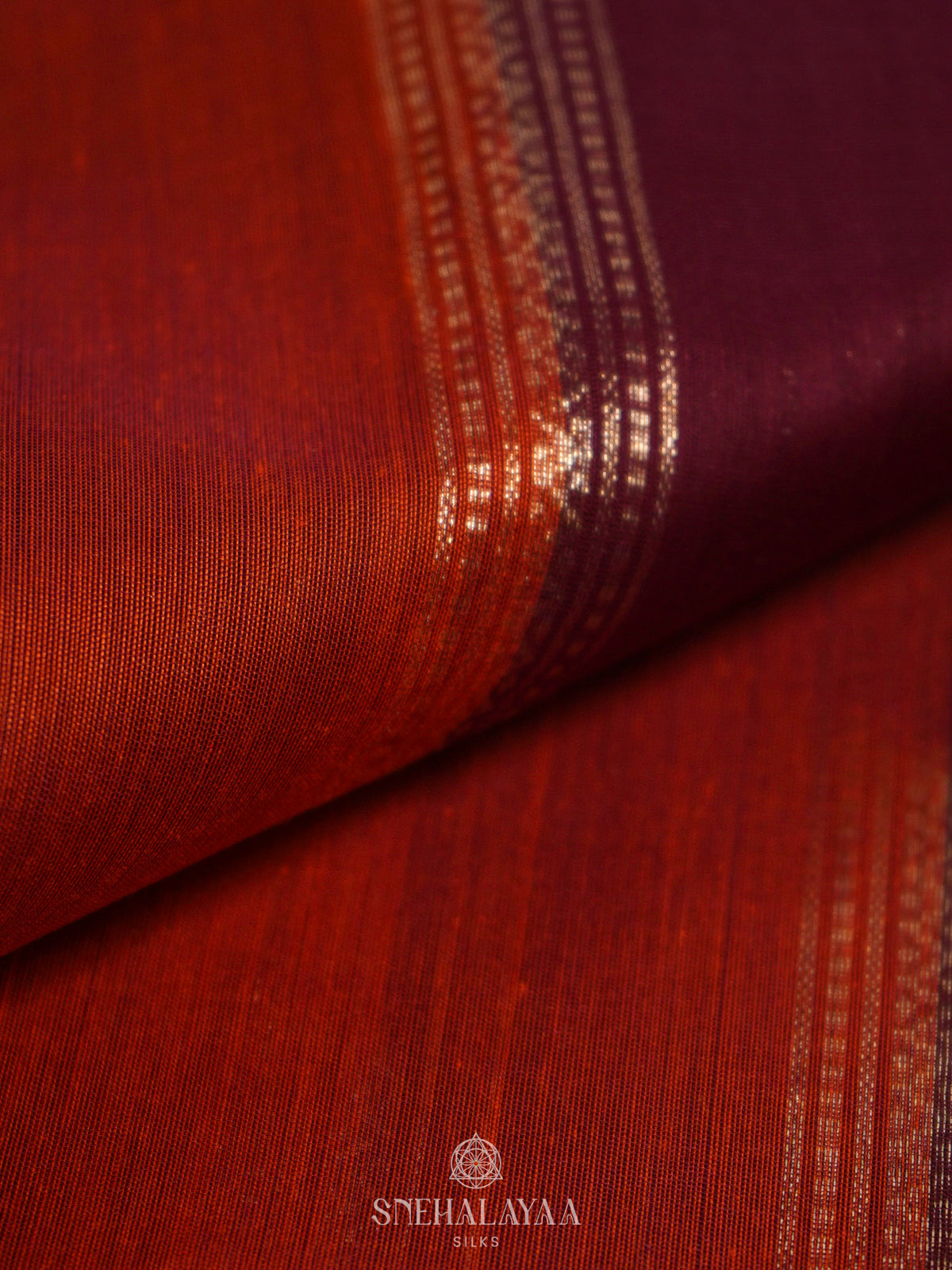 Orange Kora Silk Cotton Saree