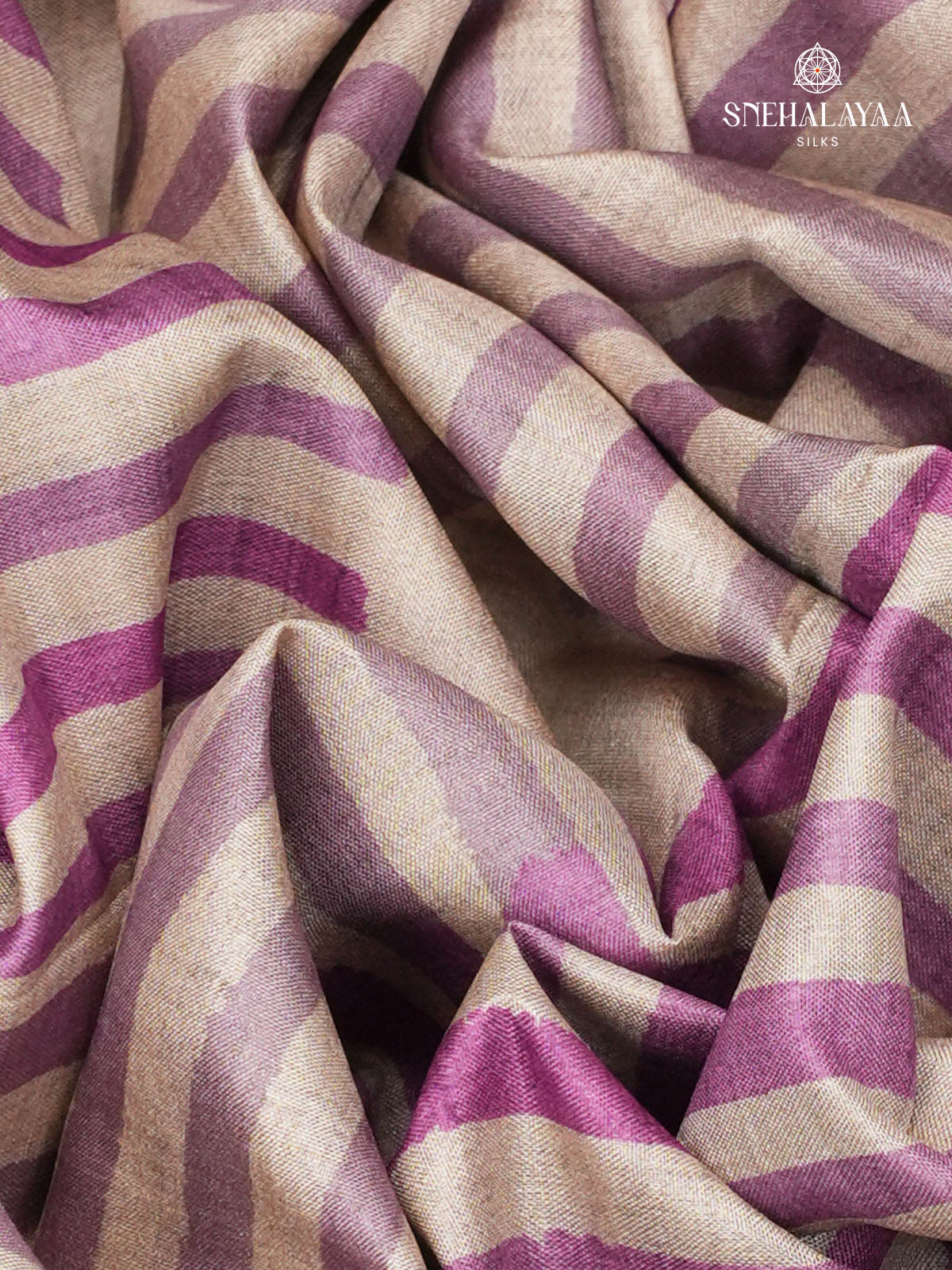 Off White Printed Tussar Saree