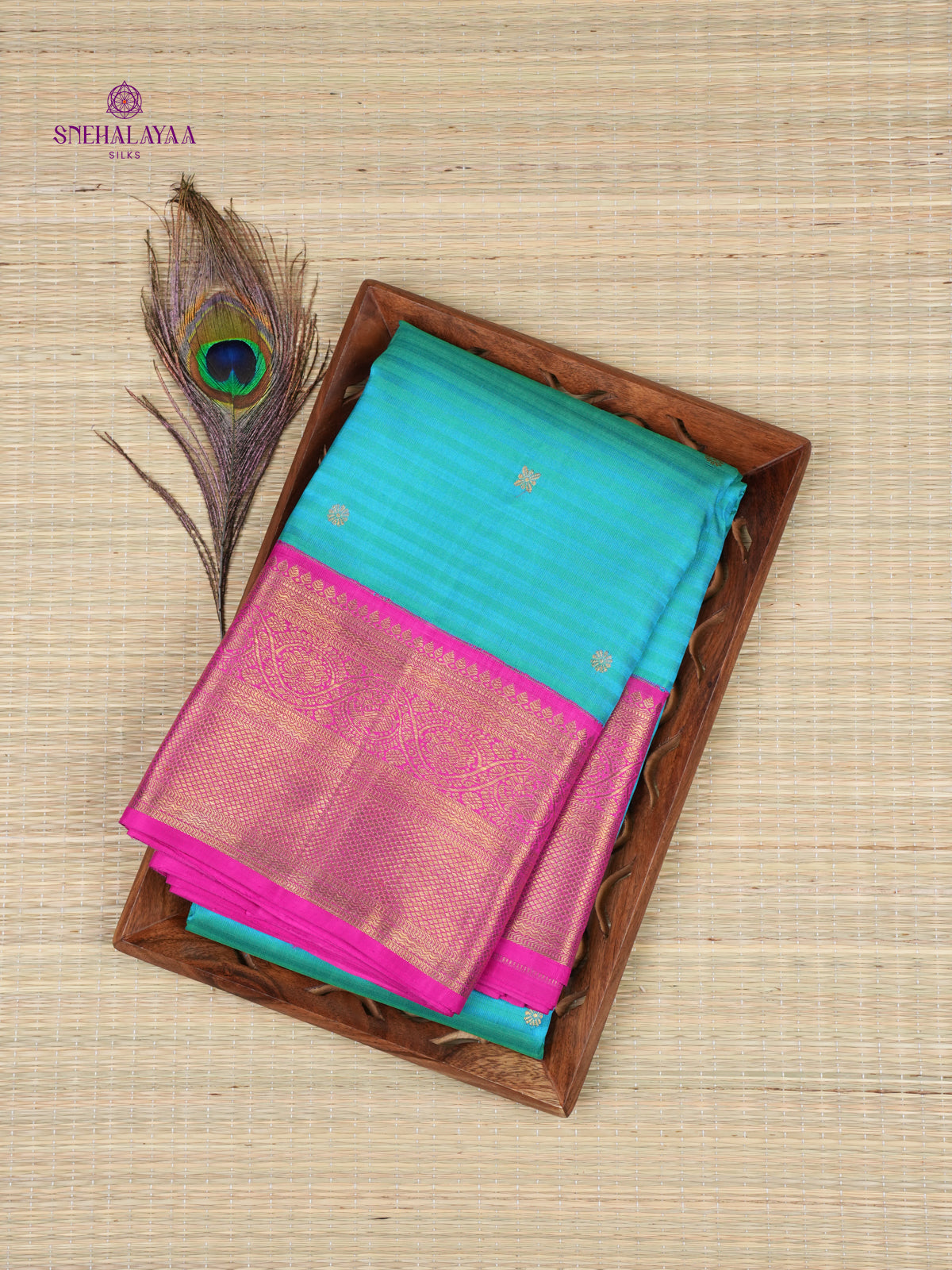 Teal Blue Kanjivaram Silk Saree