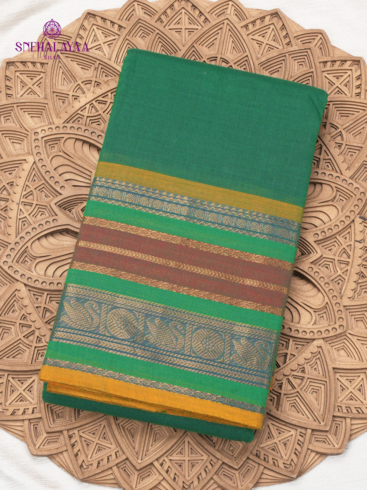 Bottle Green Chettinad Cotton Saree