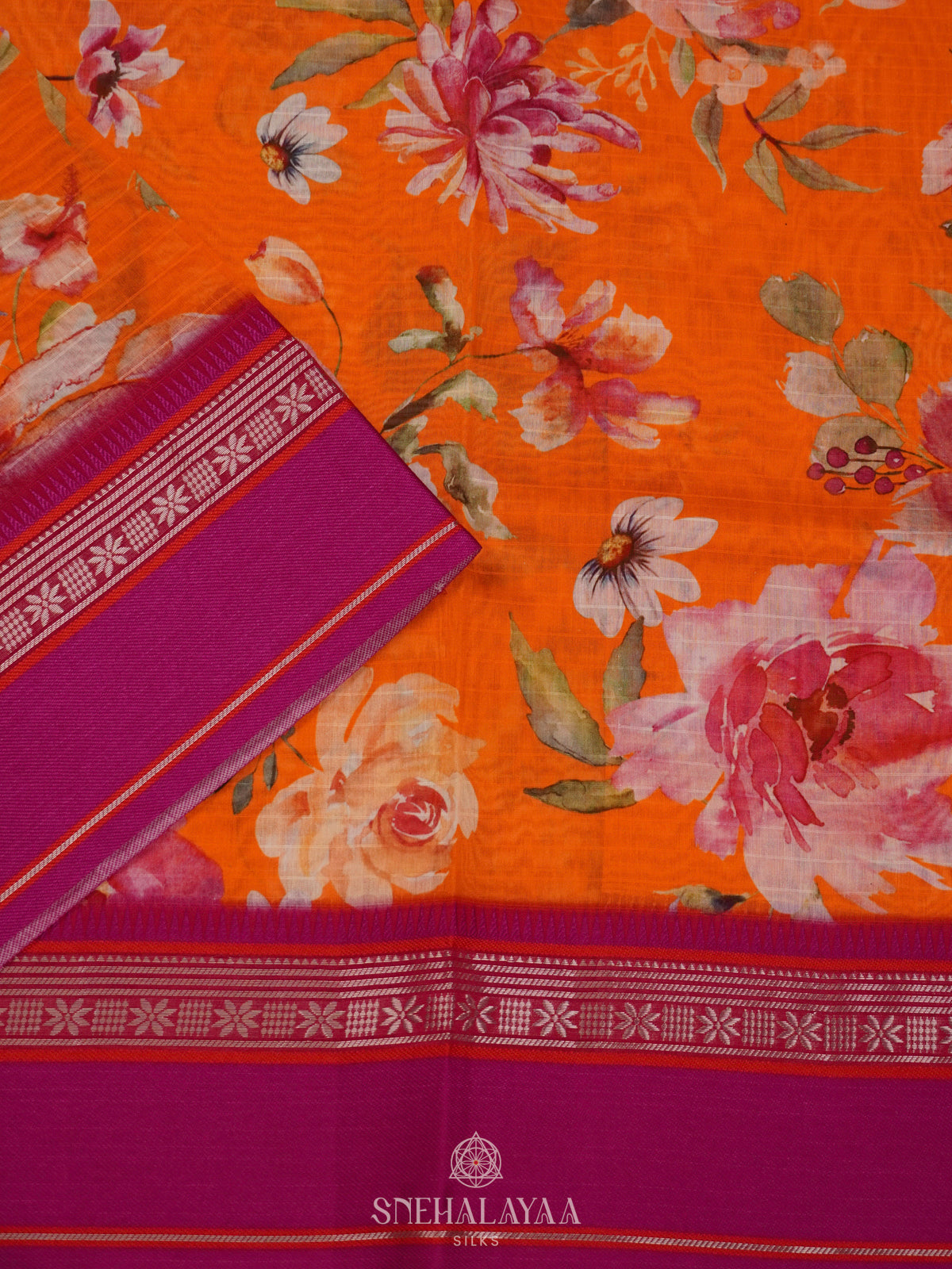 Orange Chanderi Saree