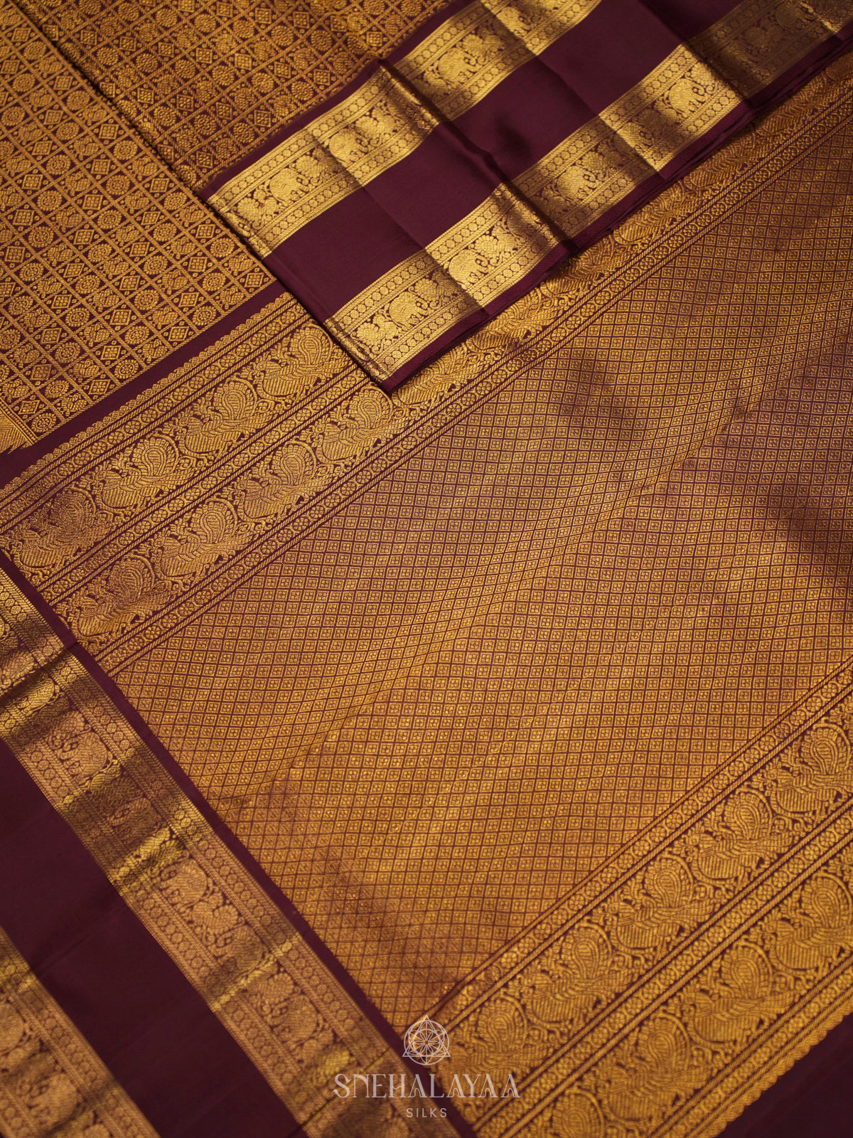 Chocolate Brown Kanjivaram Silk Saree