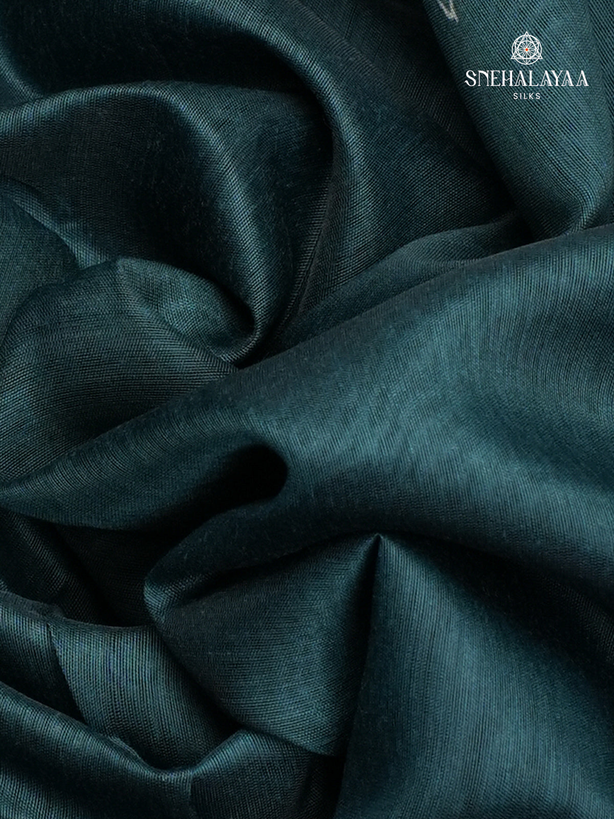 Peacock Blue Printed Linen Saree