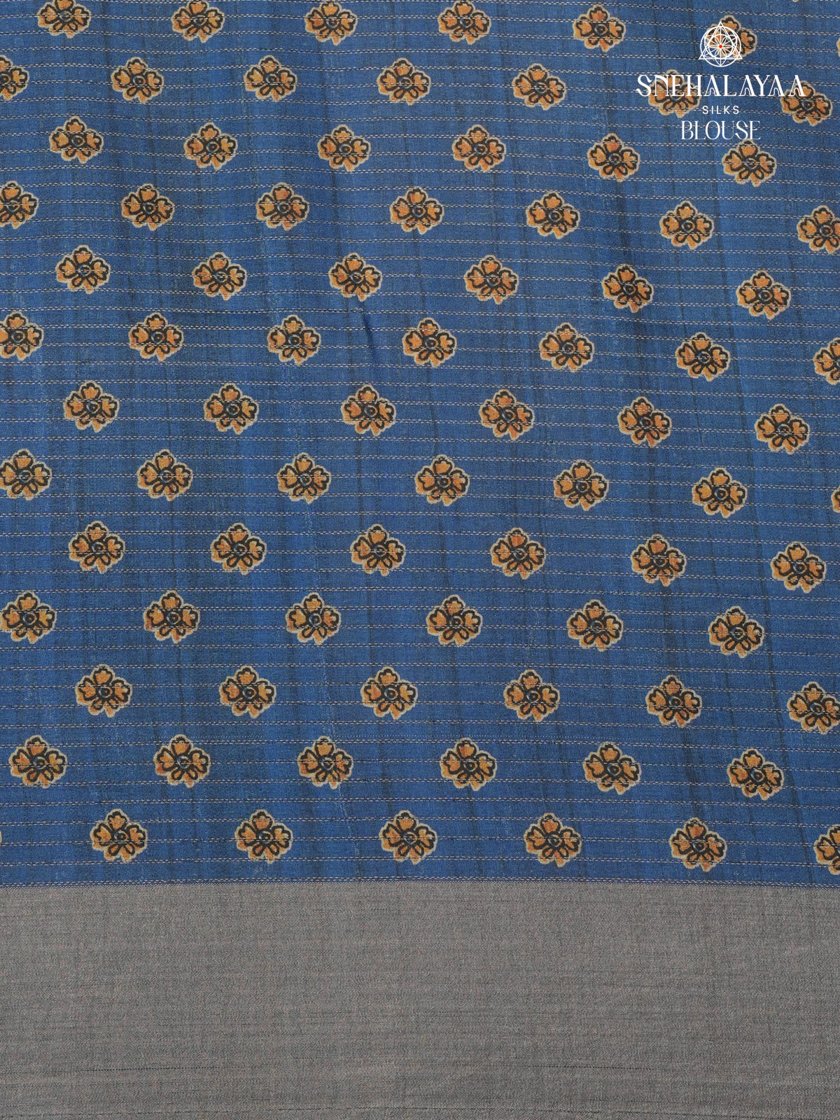 Beige Floral Printed Tussar Saree