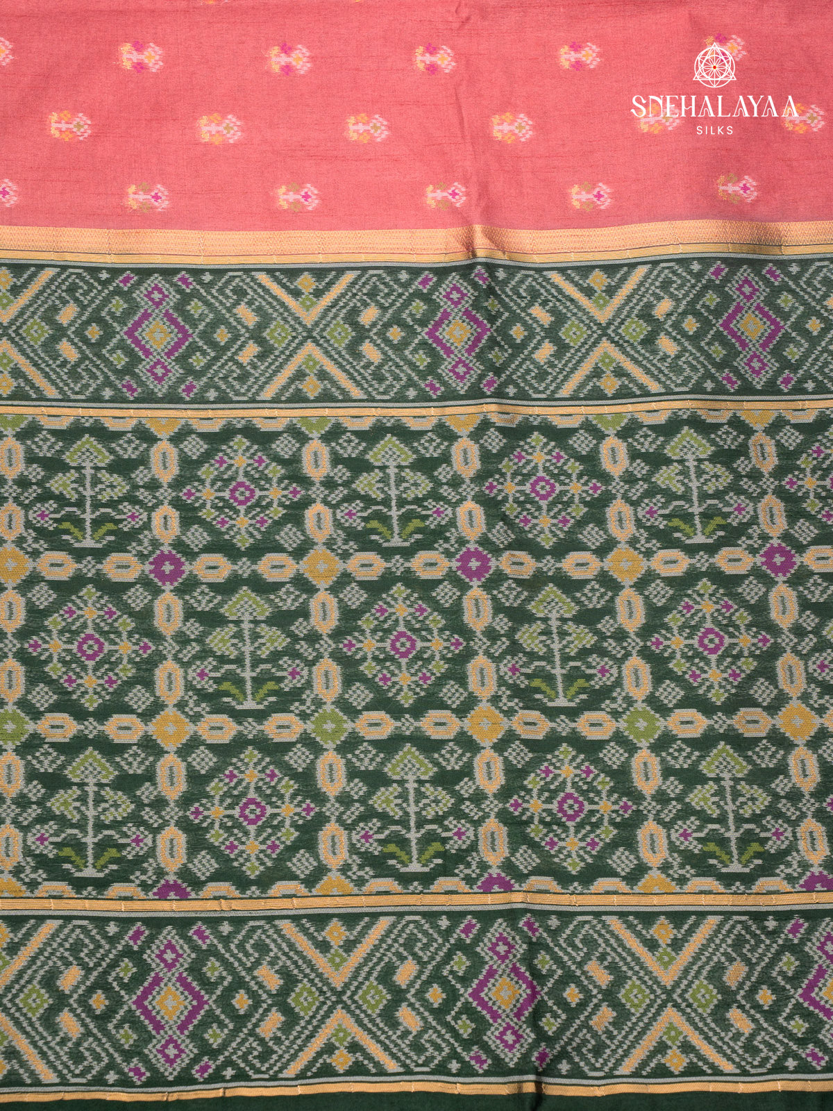 Pink Ikat Silk Saree