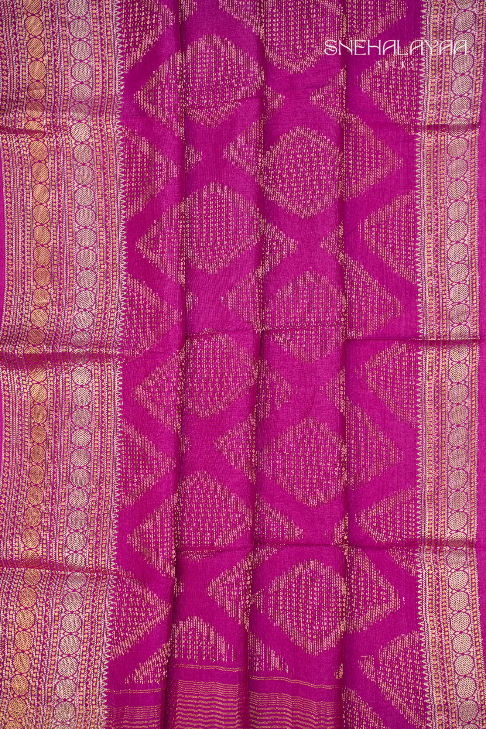 Magenta Purple Chinon Silk Saree