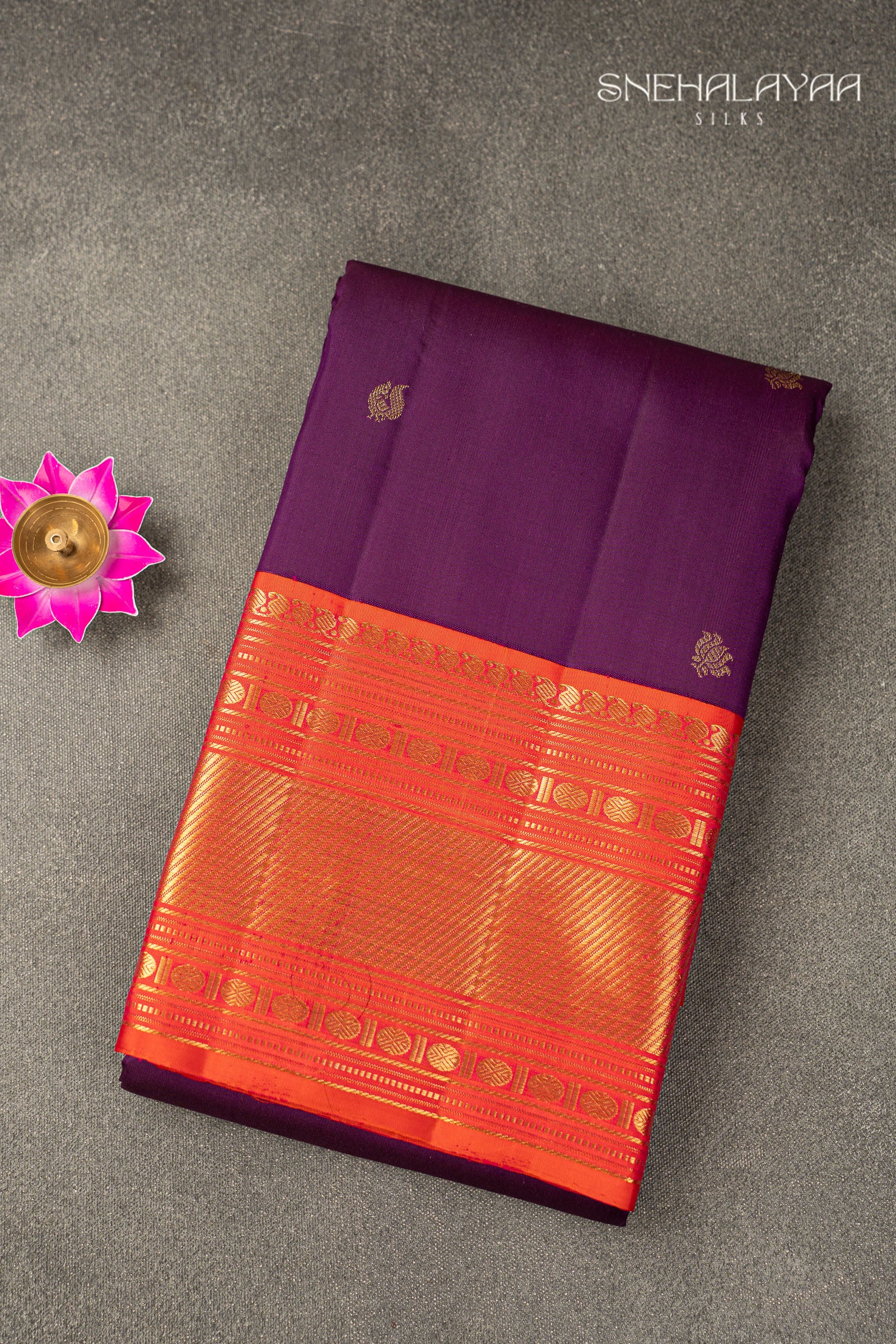 Violet Kancheevaram Silk Saree