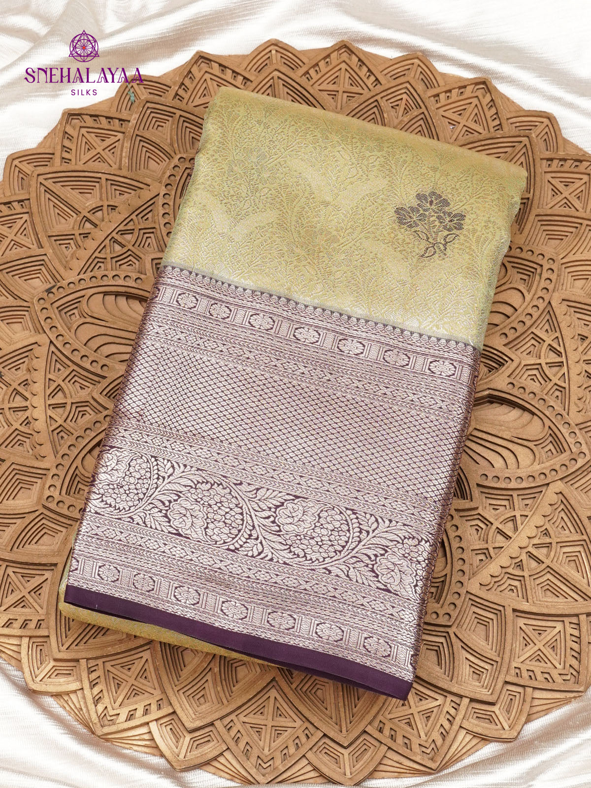 Pale Golden Art Silk Saree