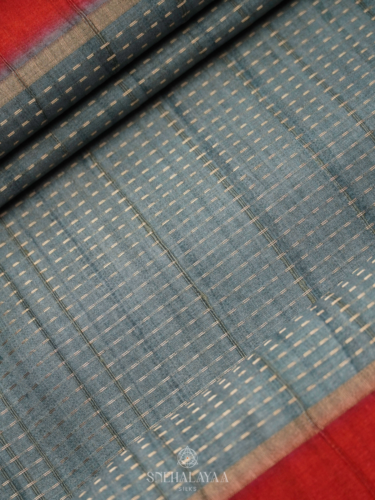 Pale Blue Tussar Saree