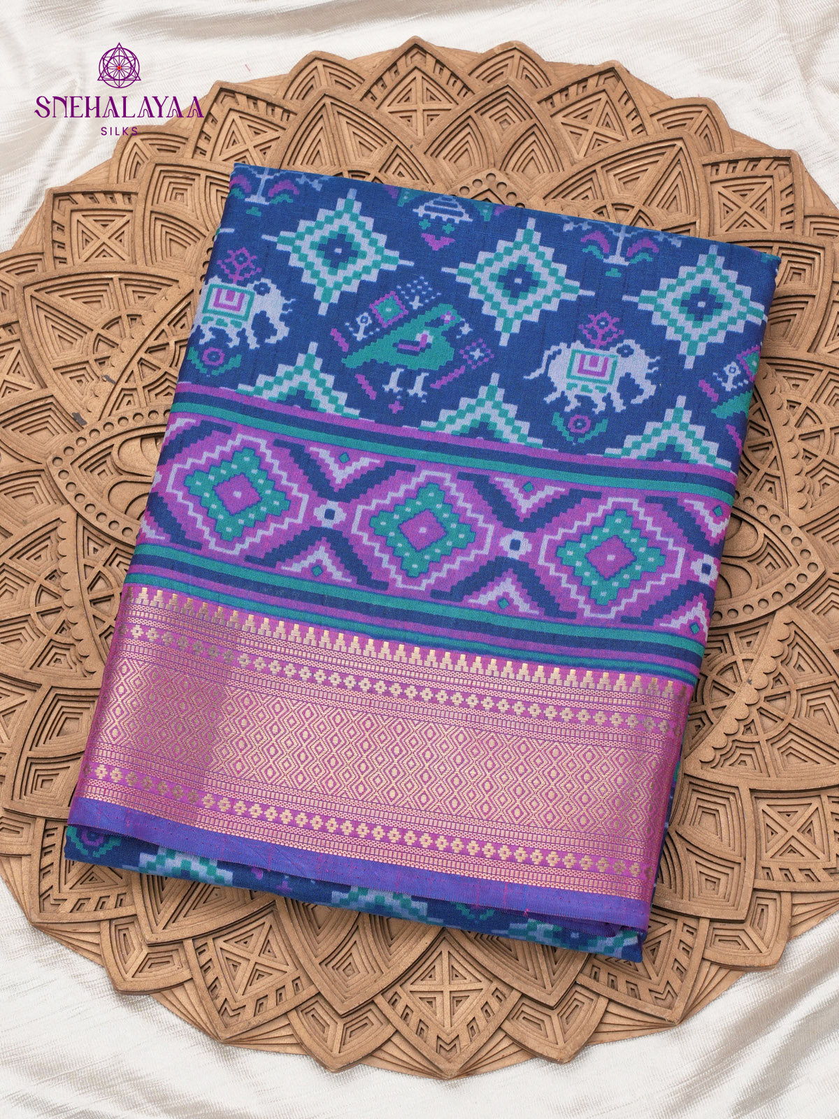 Navy Blue Ikat Saree