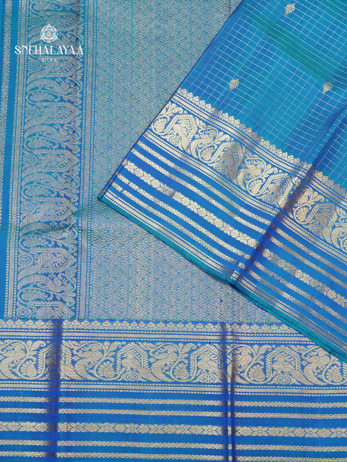 Ink Blue Kanjivaram Silk Saree
