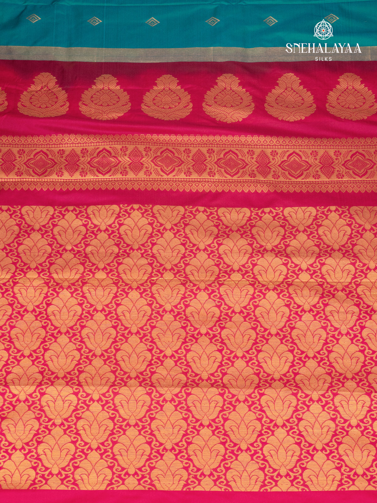 Teal Blue Gadwal Silk Saree