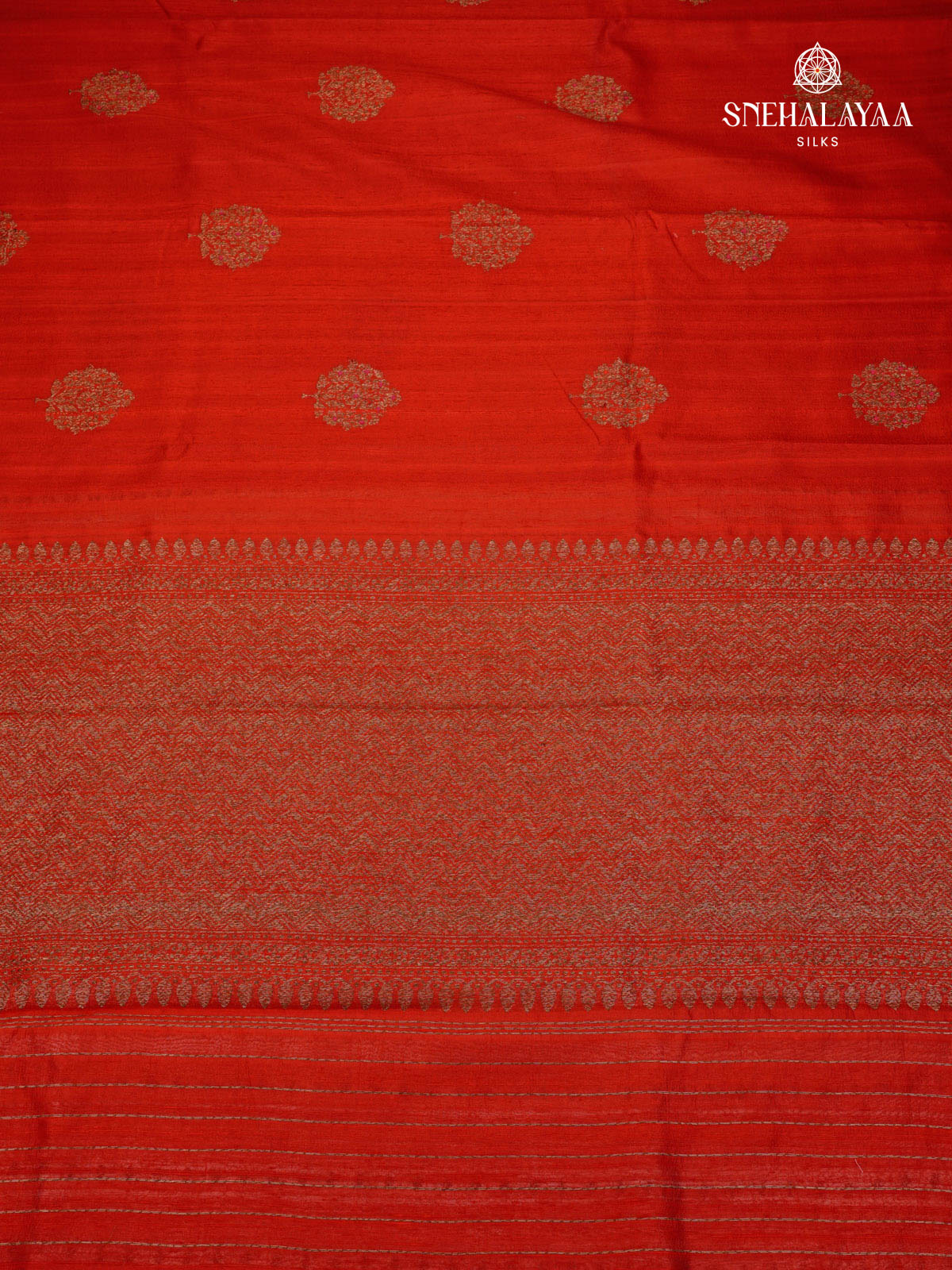 Cherry Red Banaras Raw Silk Saree