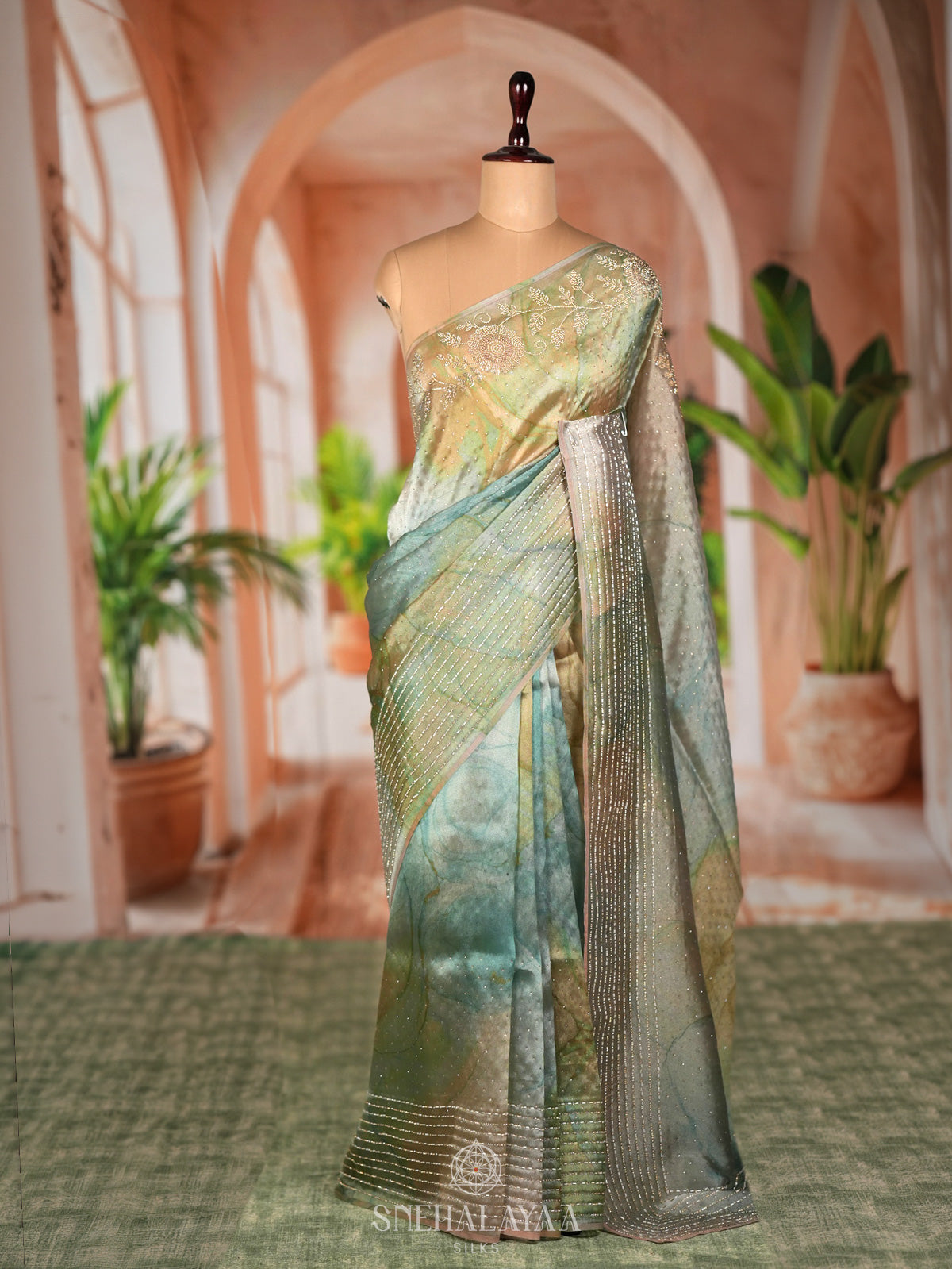 Pale Green Designer Saree
