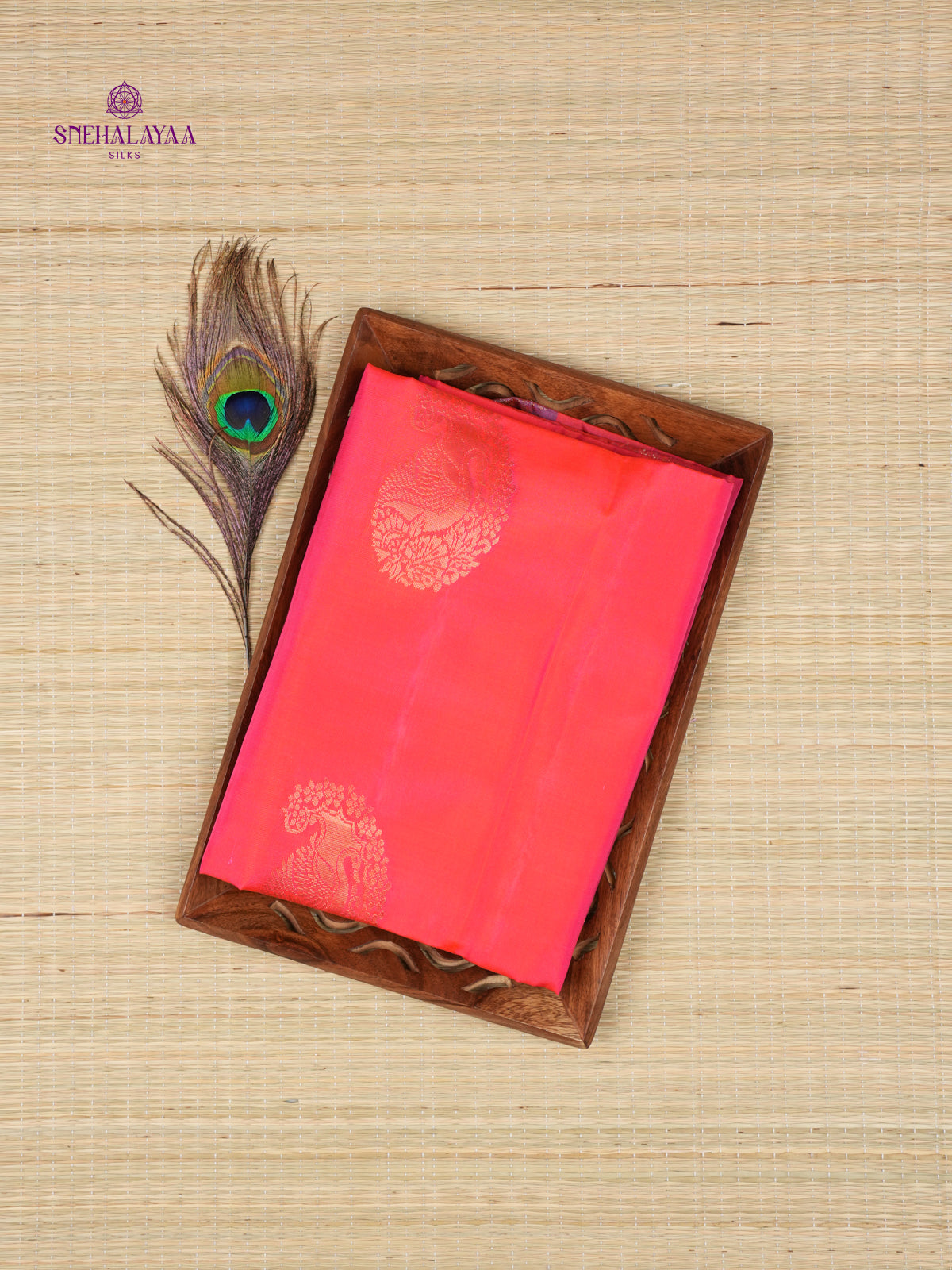 Pink Borderless Kanjivaram Soft Silk Saree