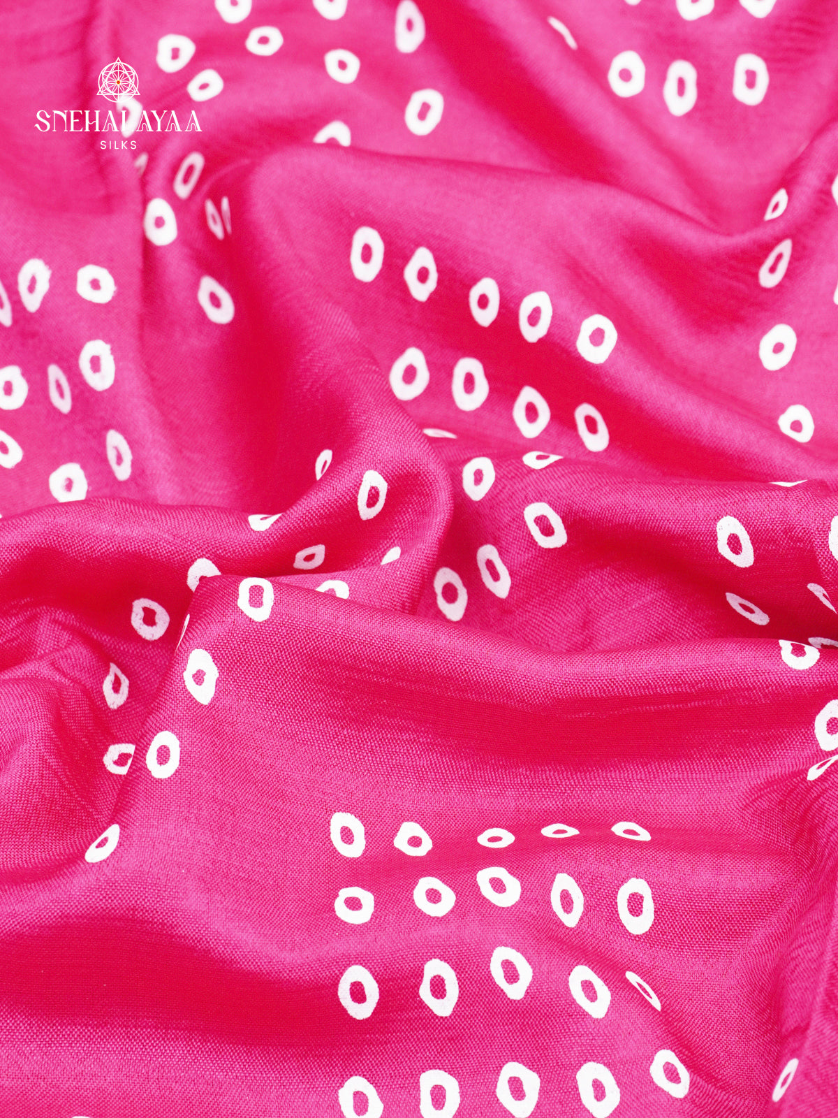 Rani Pink Mangalagiri Silk Cotton Saree with Bandhani Design