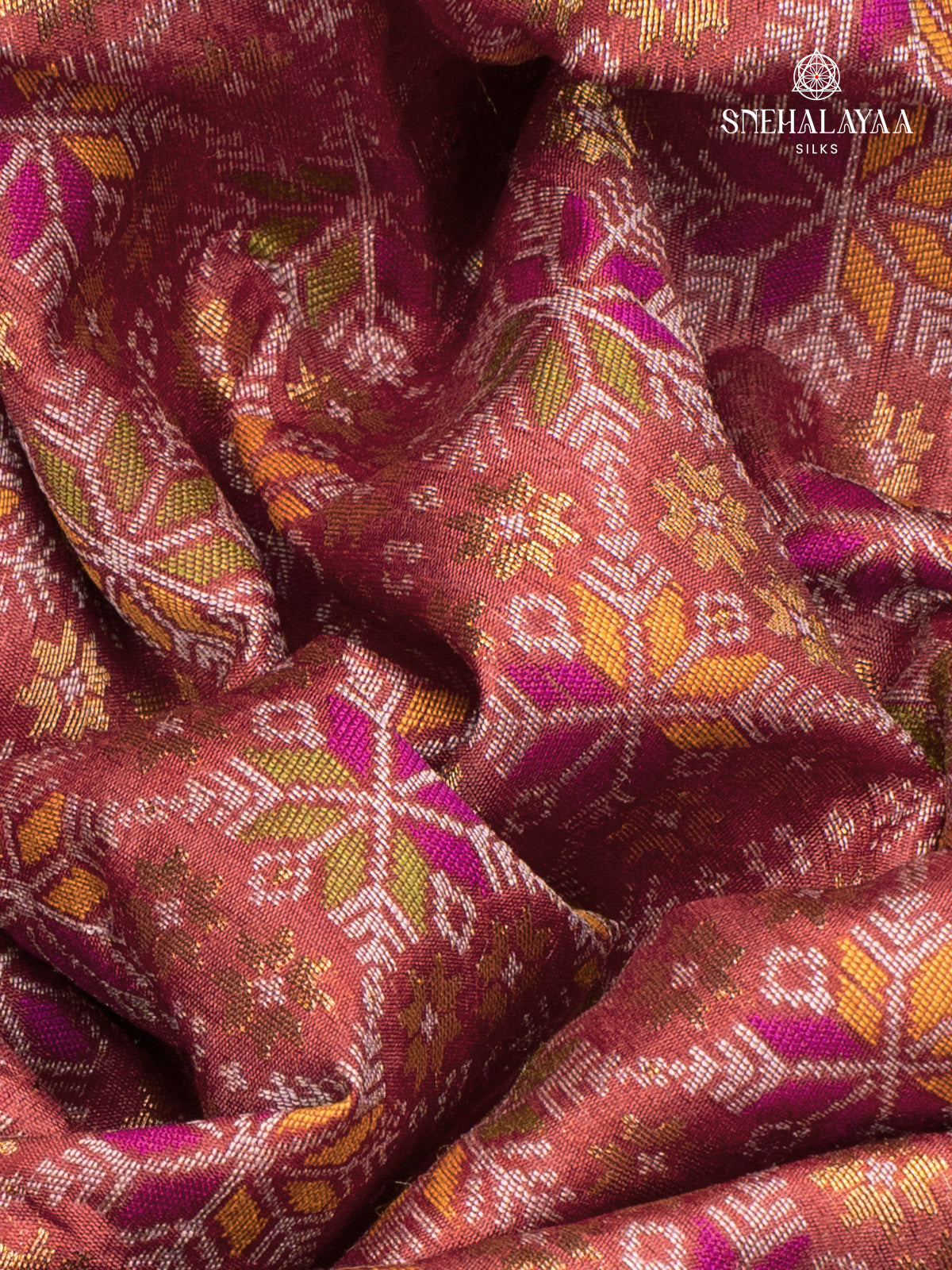 Pink Ikat Silk Saree