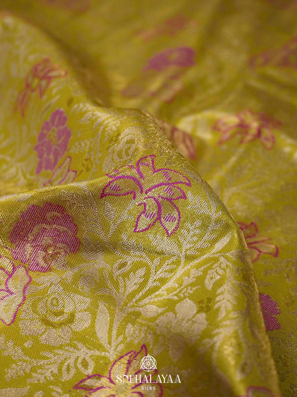 Lemon Yellow Art Silk Saree