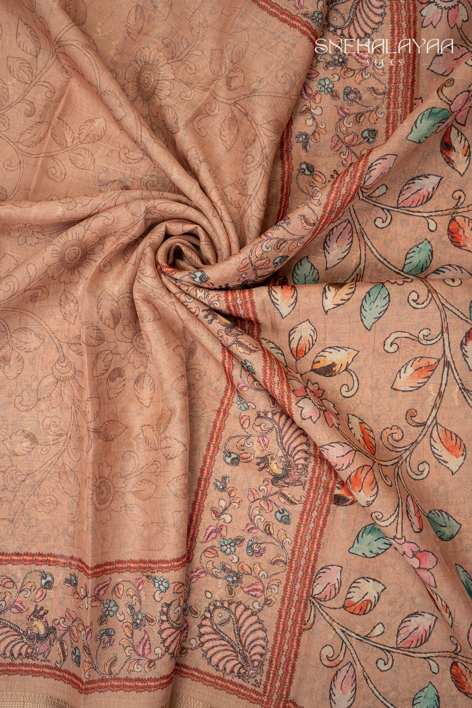 Salmon Pink Semi Matka Saree