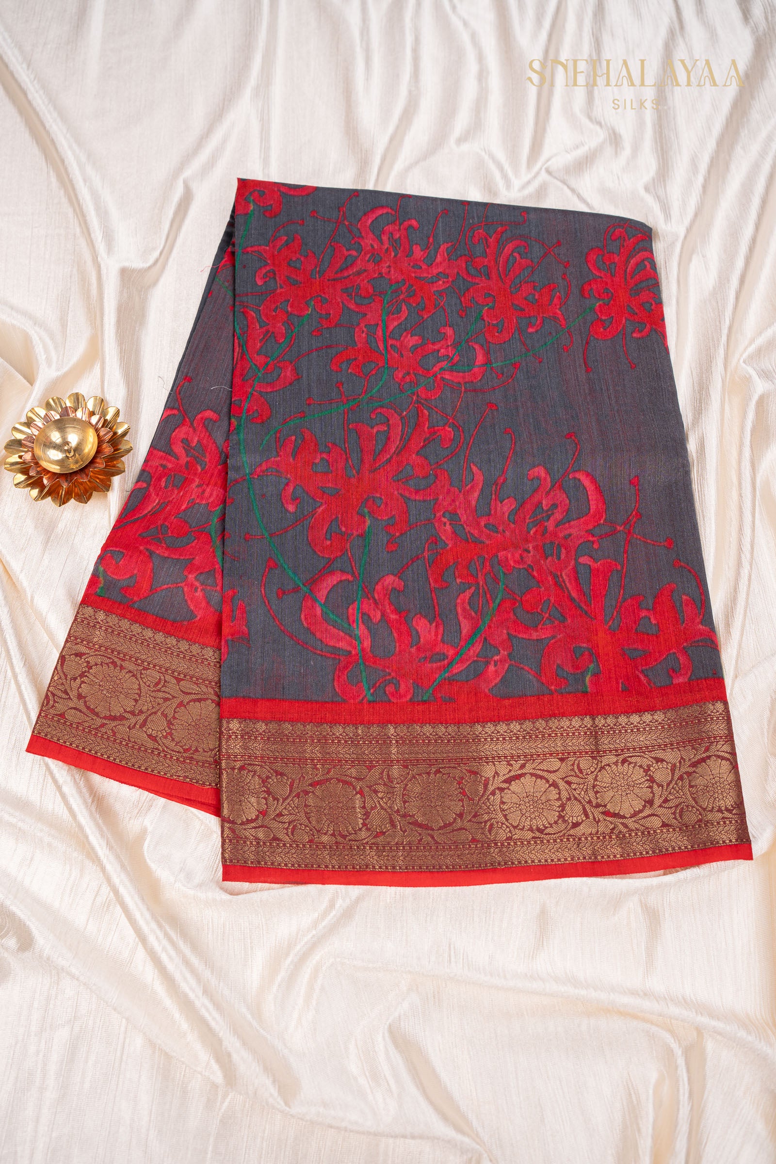 Pebble Grey Chanderi Saree