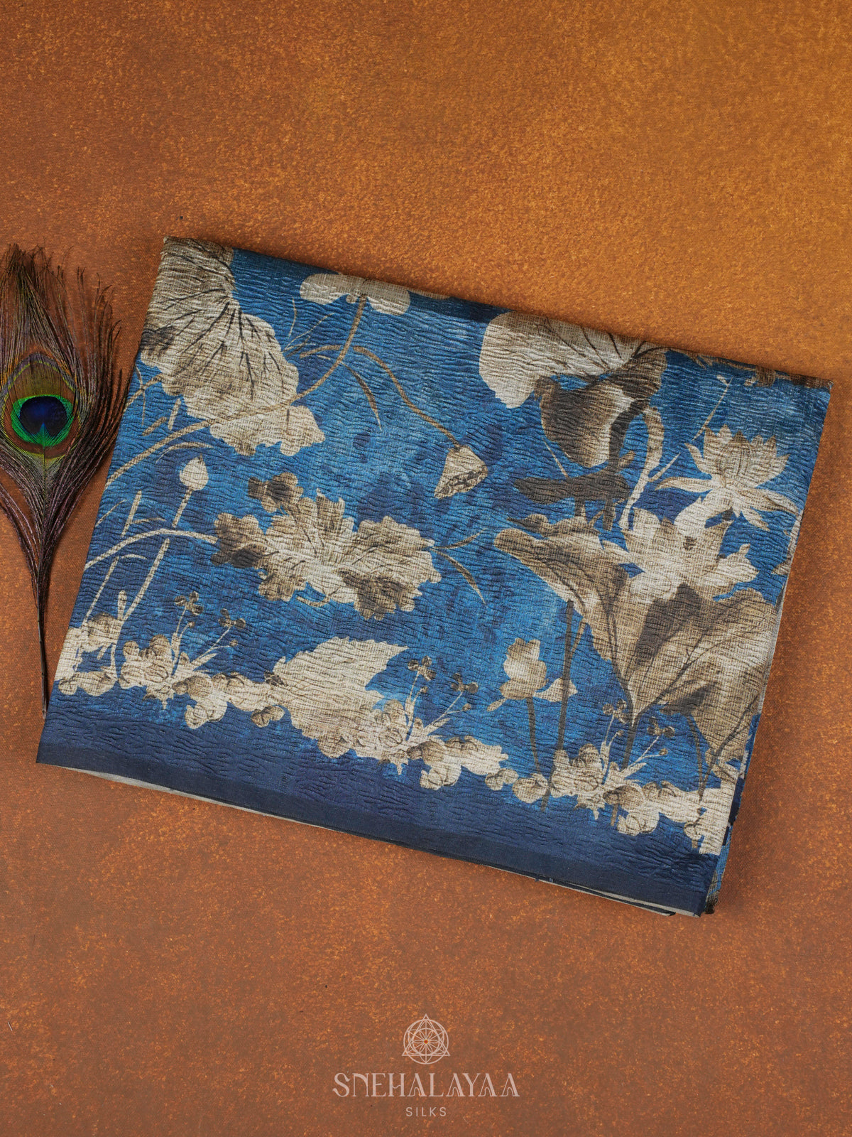 Teal Blue Tussar Saree