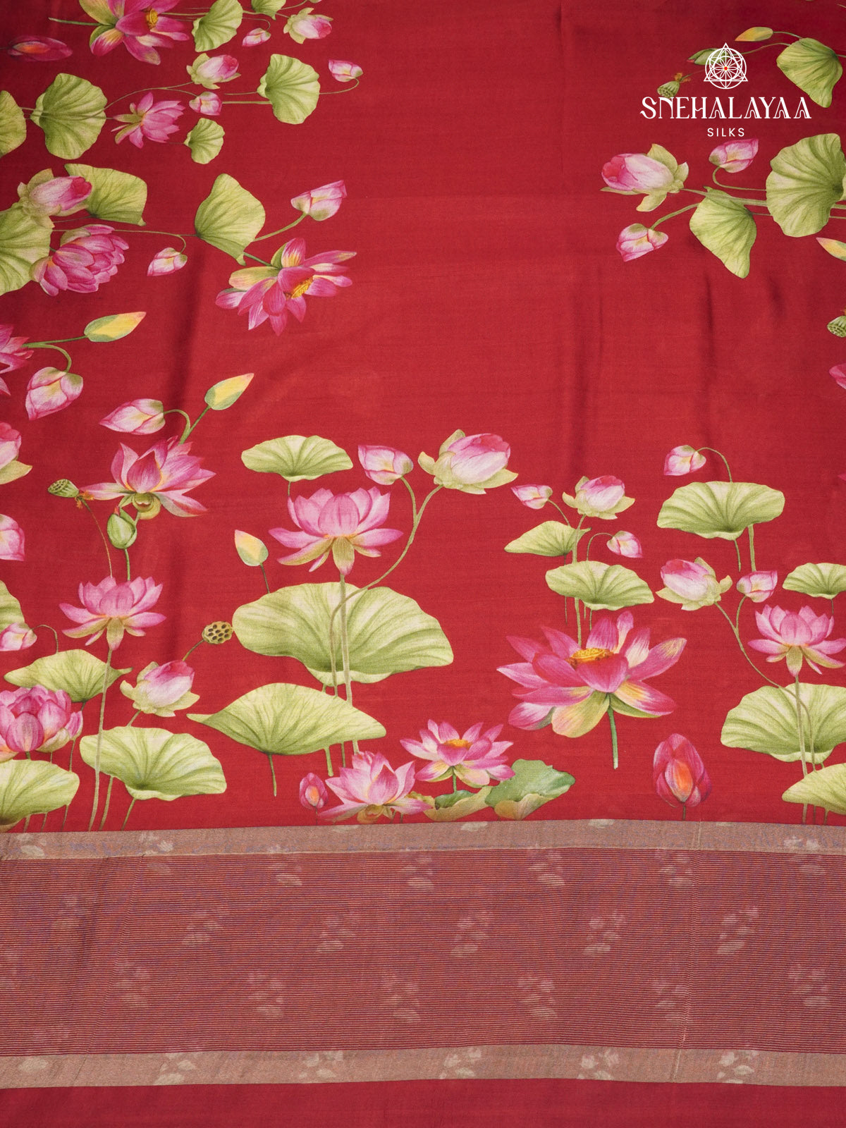 Red Chiniya Silk Saree