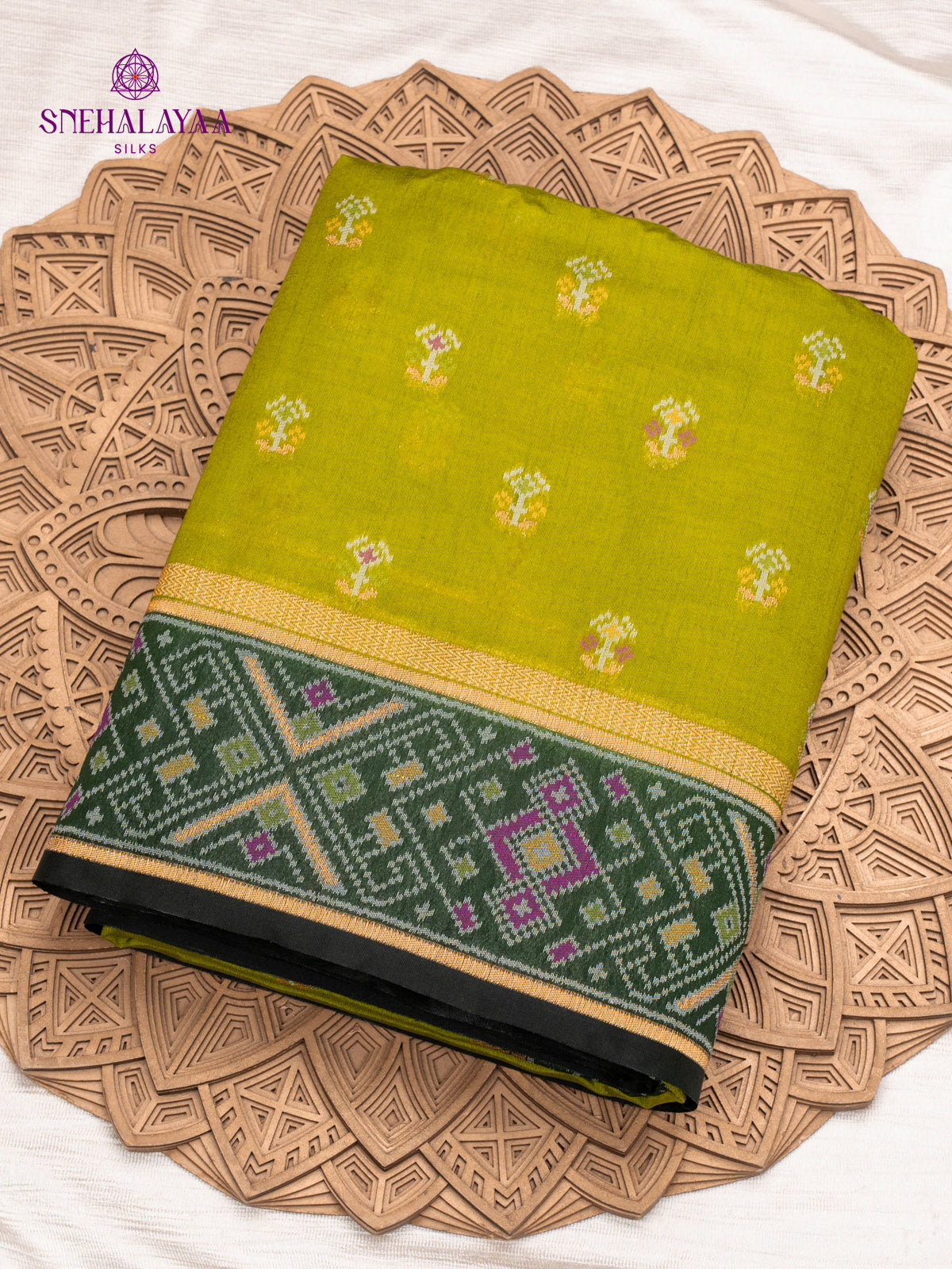 Green Ikat Silk Saree