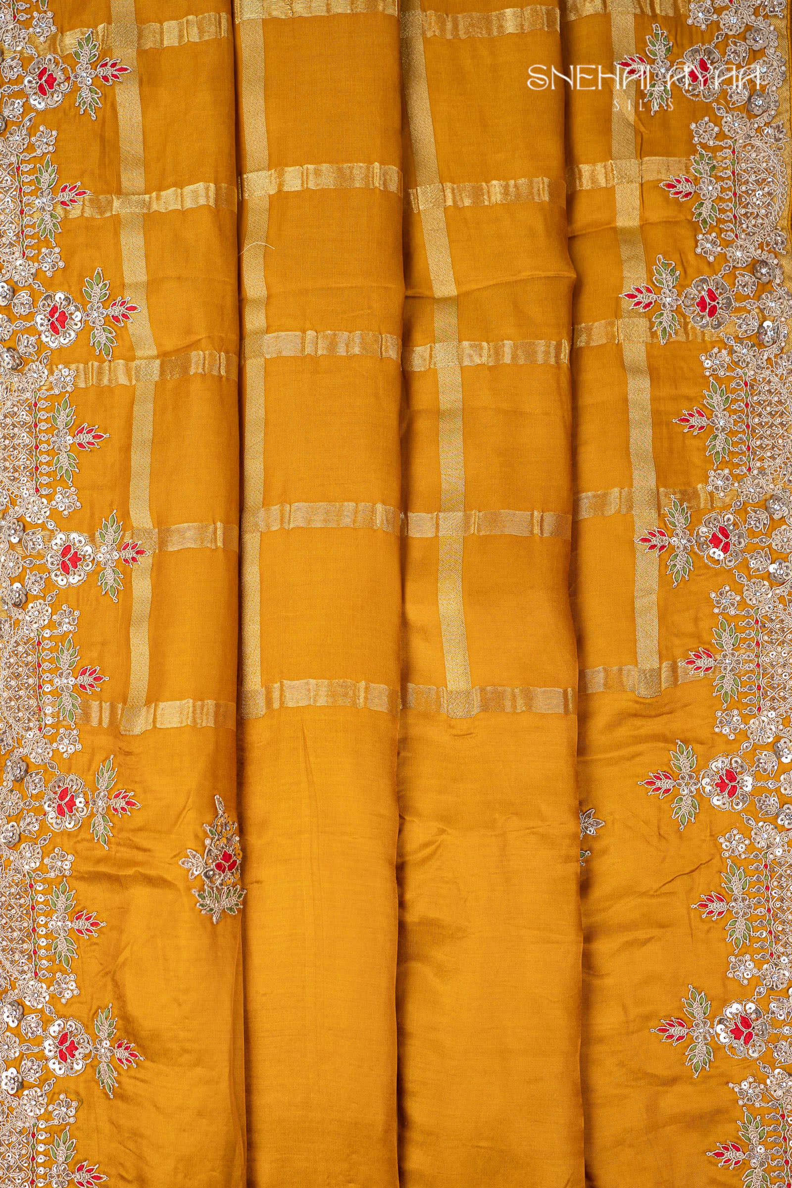 Mustard Yellow Designer Saree