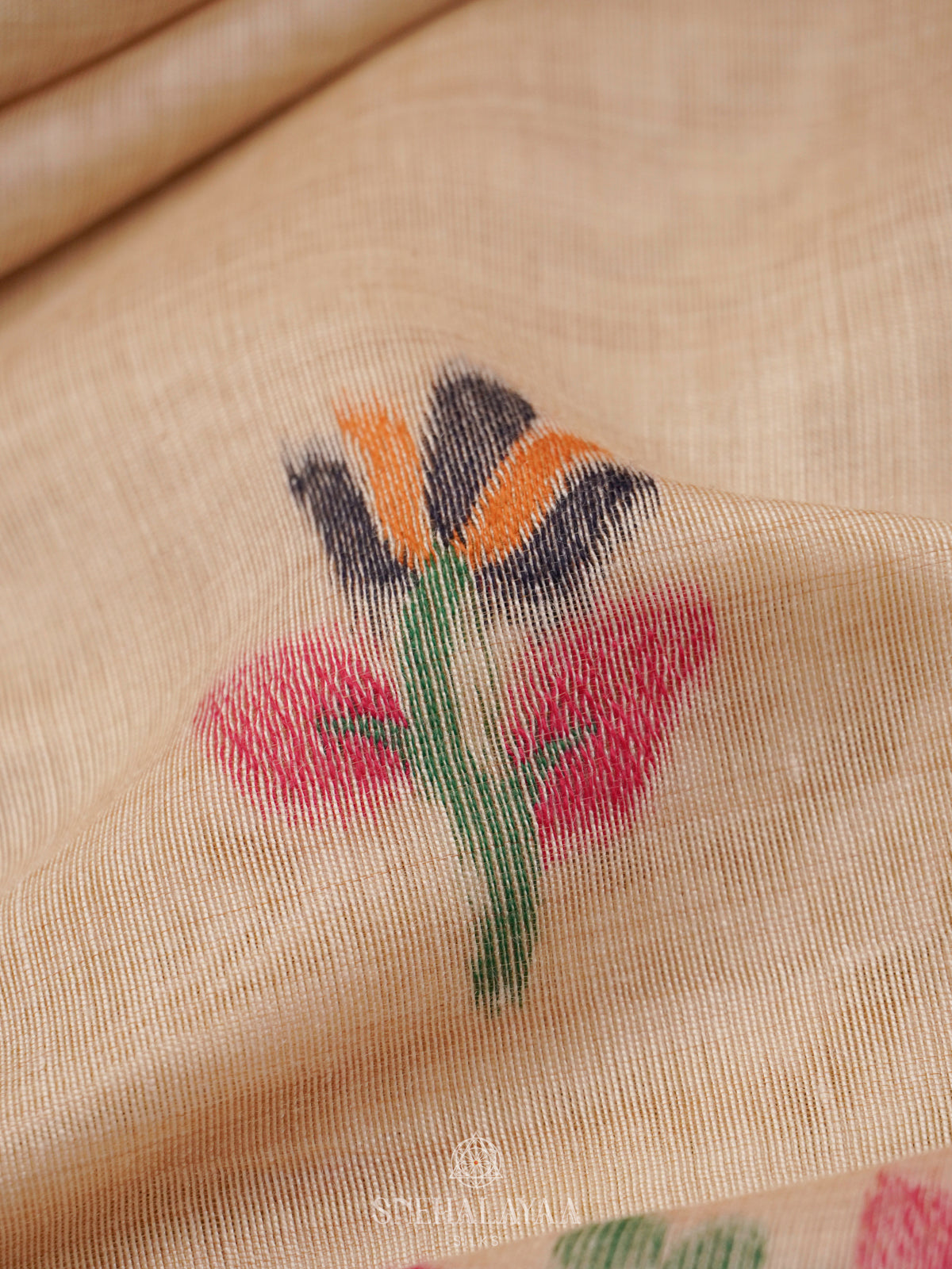 Beige Munga Cotton Saree