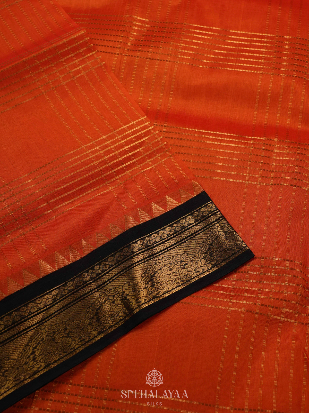Rust Orange Kanchi Silk Cotton Saree