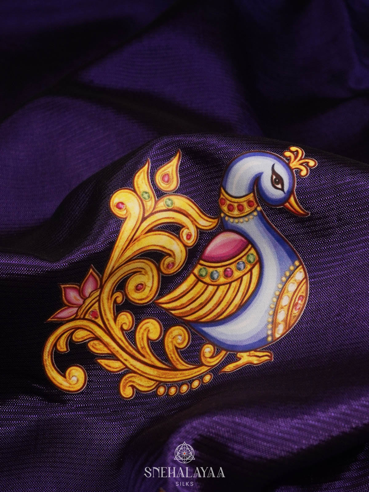 Navy Blue Mngalagiri Silk Cotton Saree