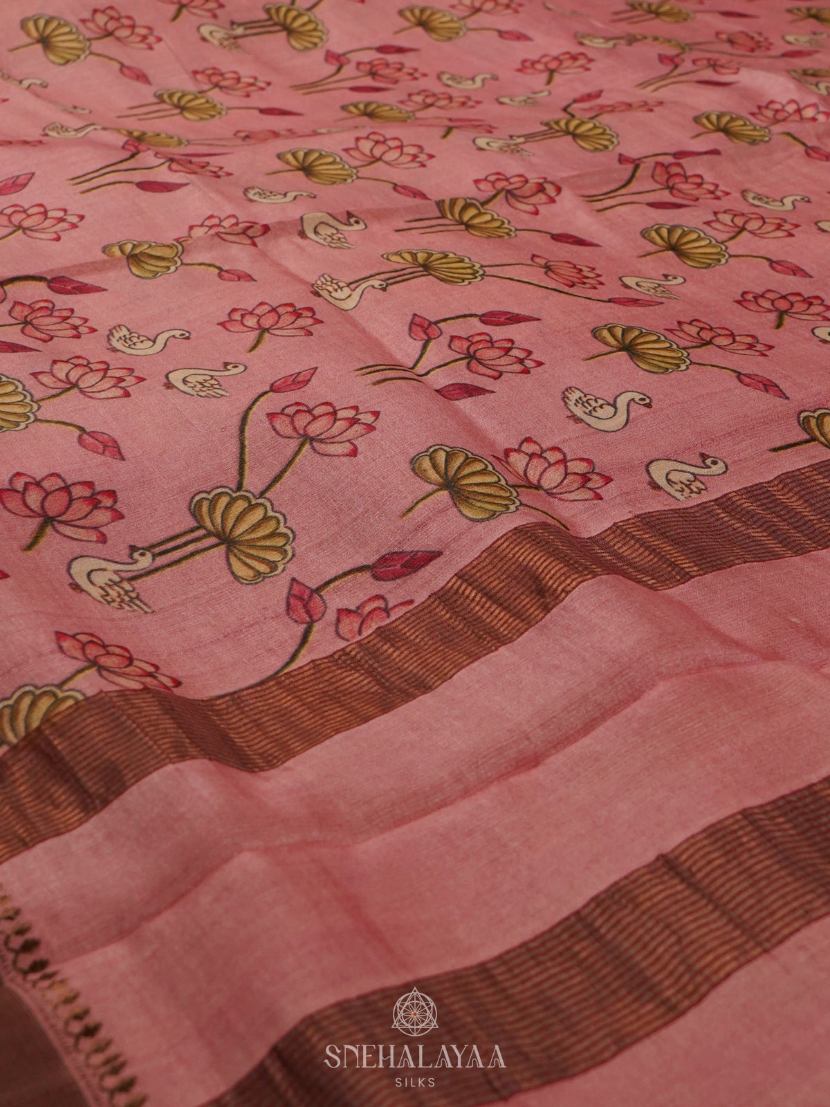 Pink Tussar Saree