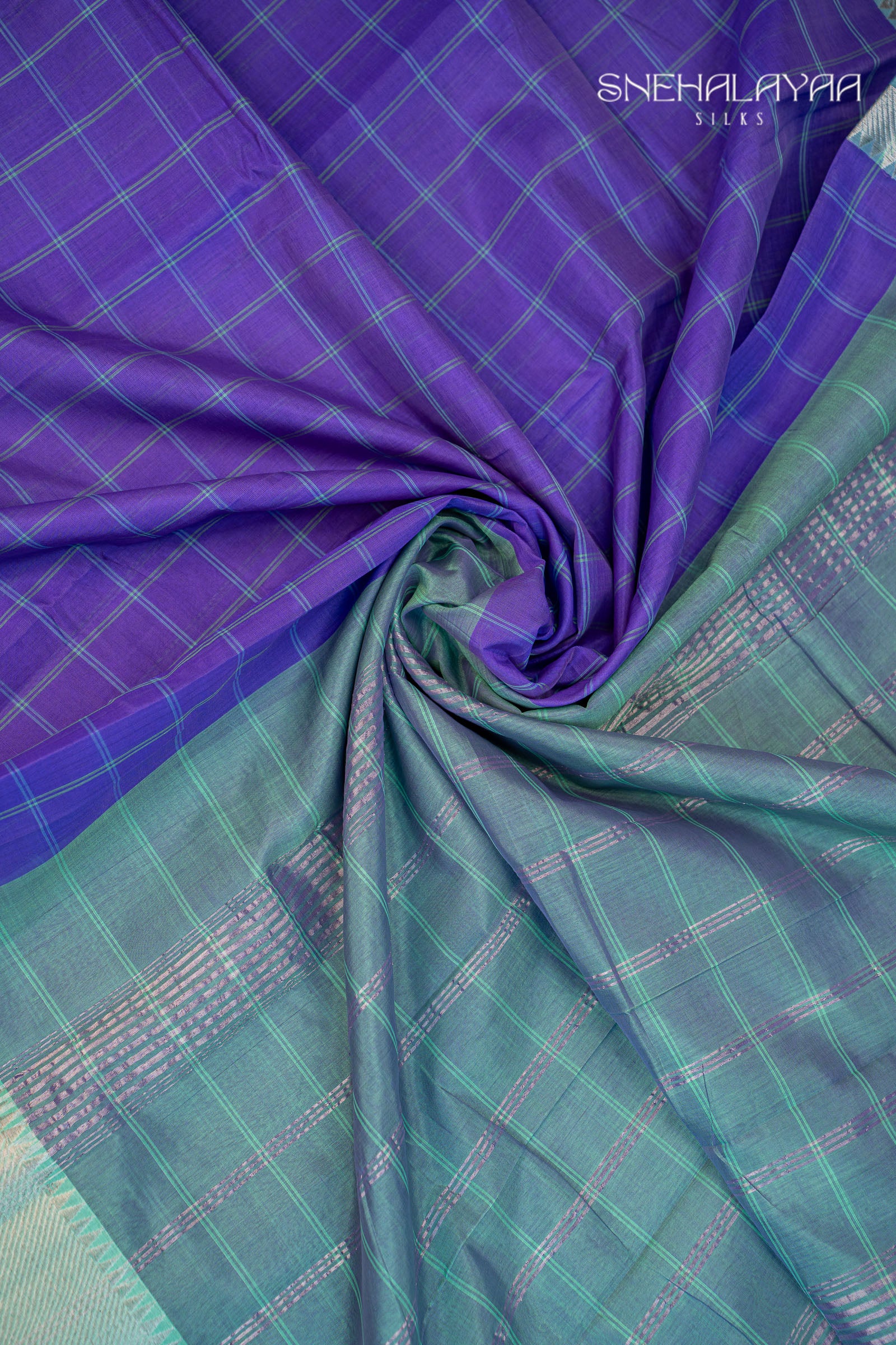 Blue Mangalgiri Silk Saree