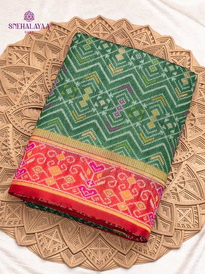 Green Ikat Silk Saree