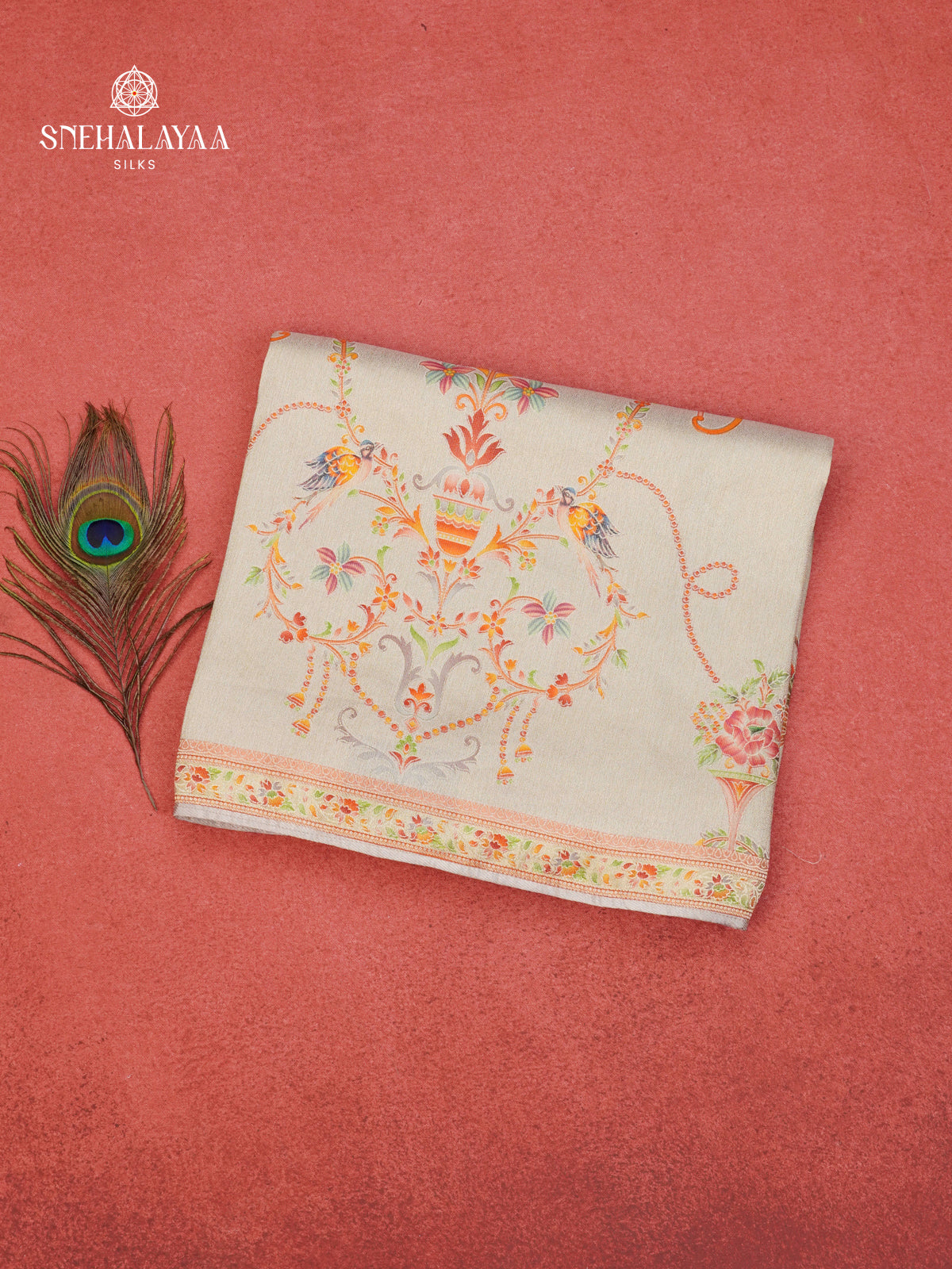 Cream Tissue Tussar Saree