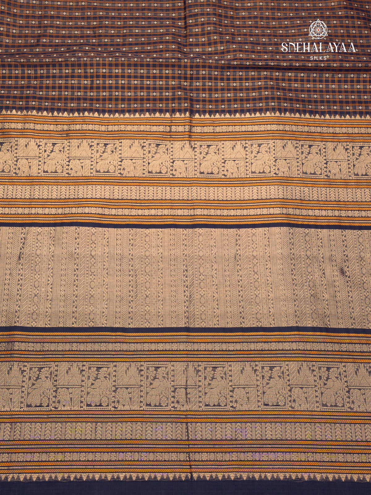 Navy Blue Pure Kanchi Cotton Saree