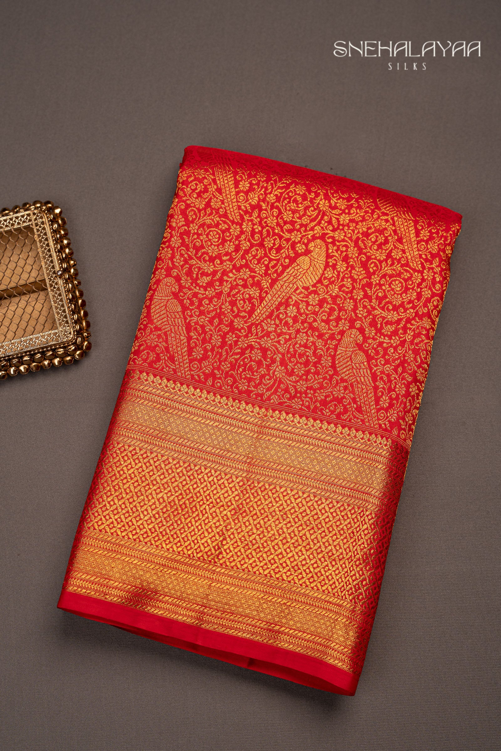 Rose Red Kancheevaram Silk Saree