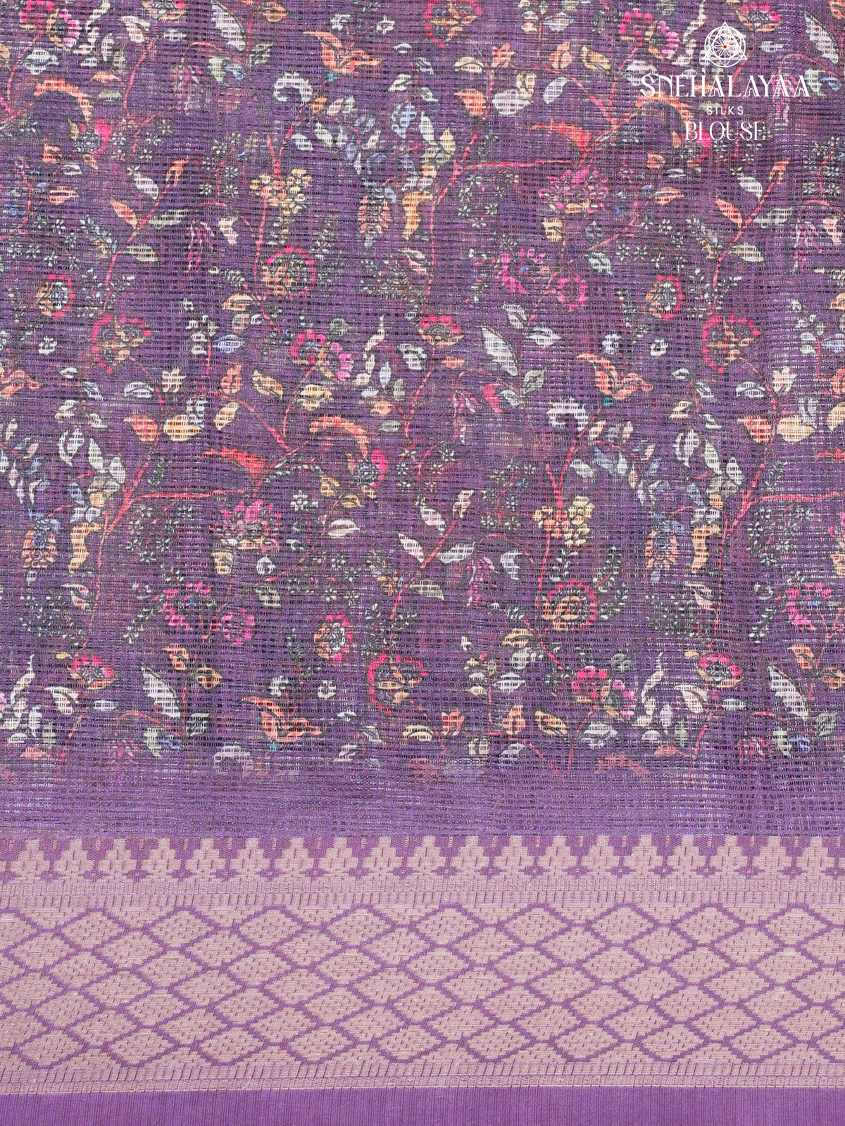 Lilac Printed Kota Saree