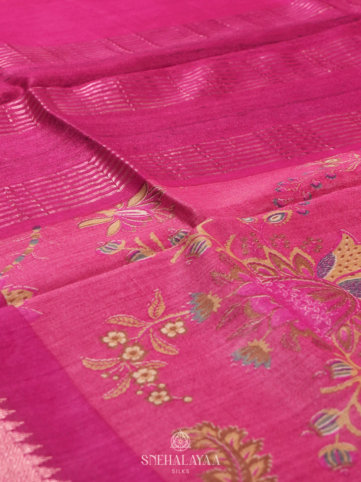 Pink Munga Tussar Saree