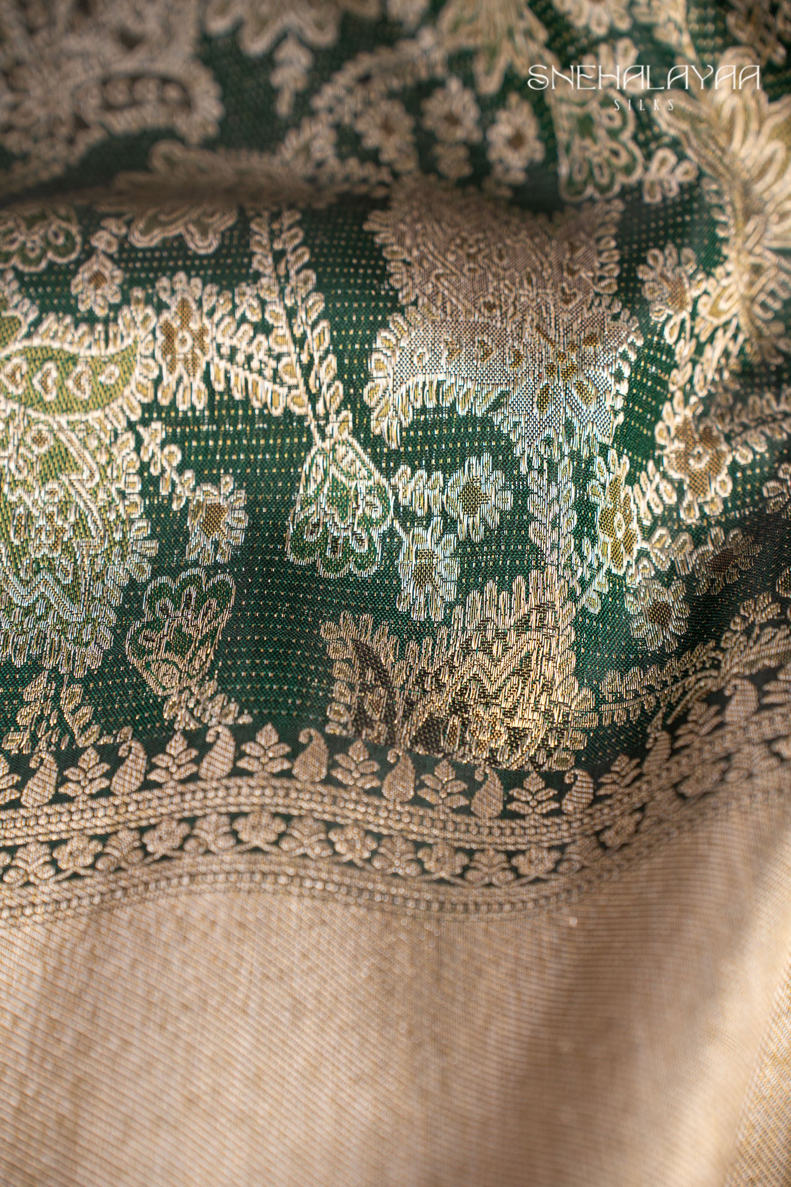 Pine Green Kancheevaram Silk Saree