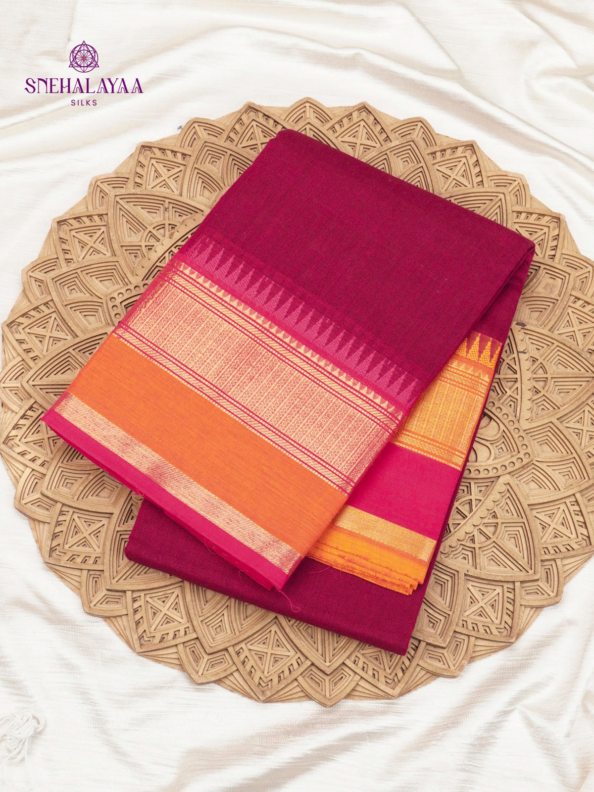 Wine Red Chettinad Cotton Saree