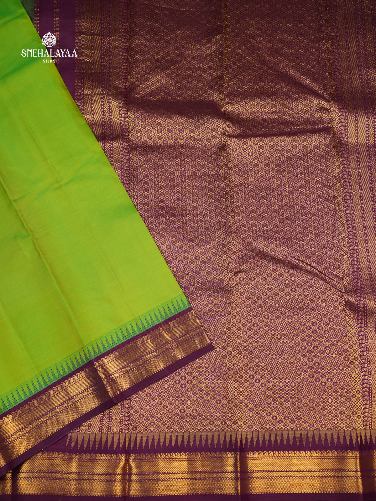 Parrot Green Kanjivaram Silk Saree