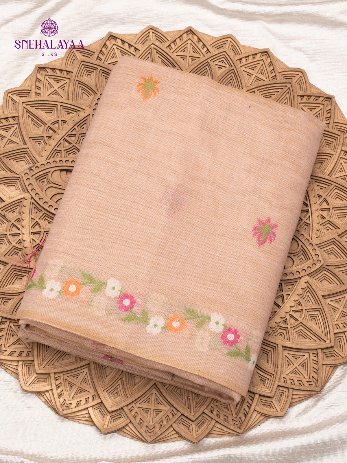 Peach Munga Cotton Saree